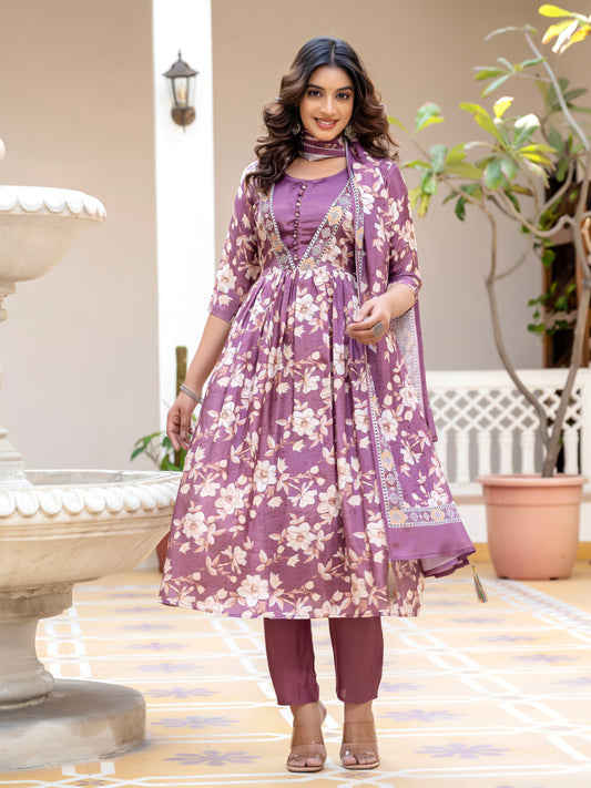 Tanisha Floral Printed Kurta Set with Dupatta - Decize Clothing
