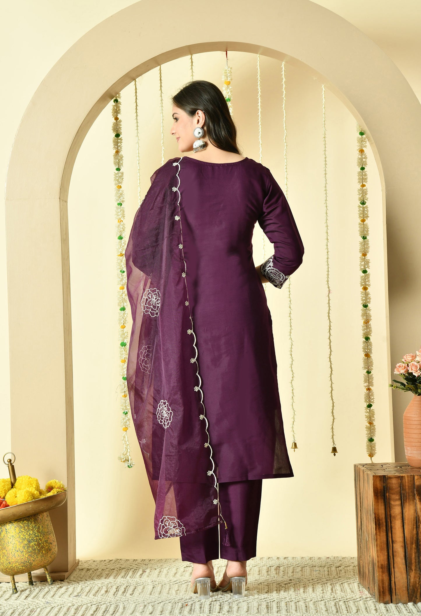 Gulab Embroidered Silk Kurta with Trouser & Dupatta