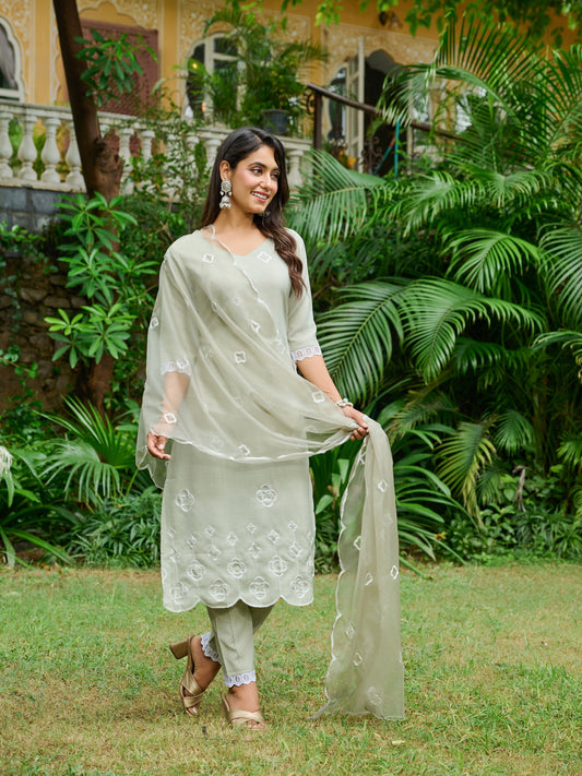 Sitara Floral Printed Kurta Set With Trouser & Dupatta