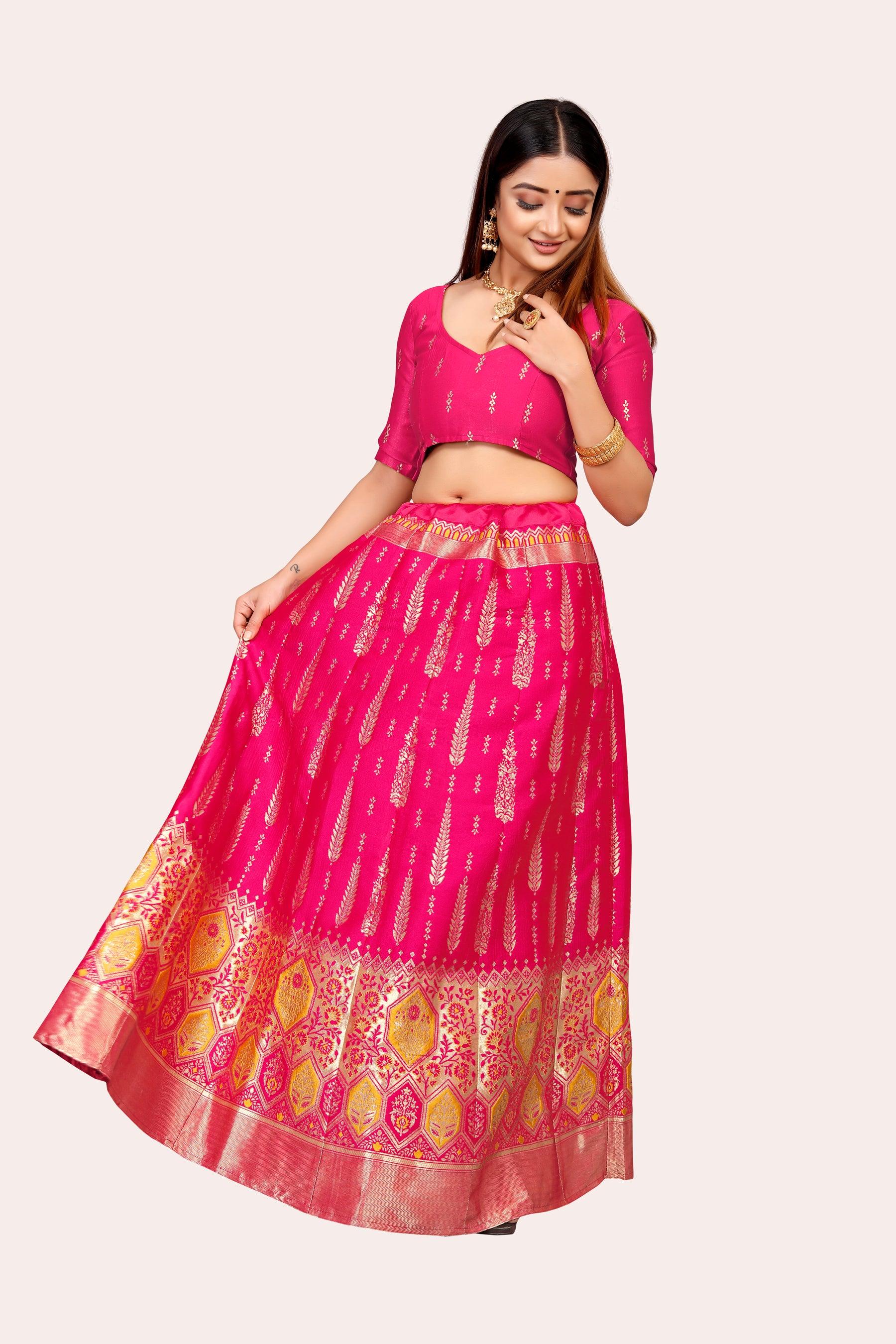 Regal Radiance: Banarasi Lehenga Choli Ensemble with Dupatta - Decize Clothing
