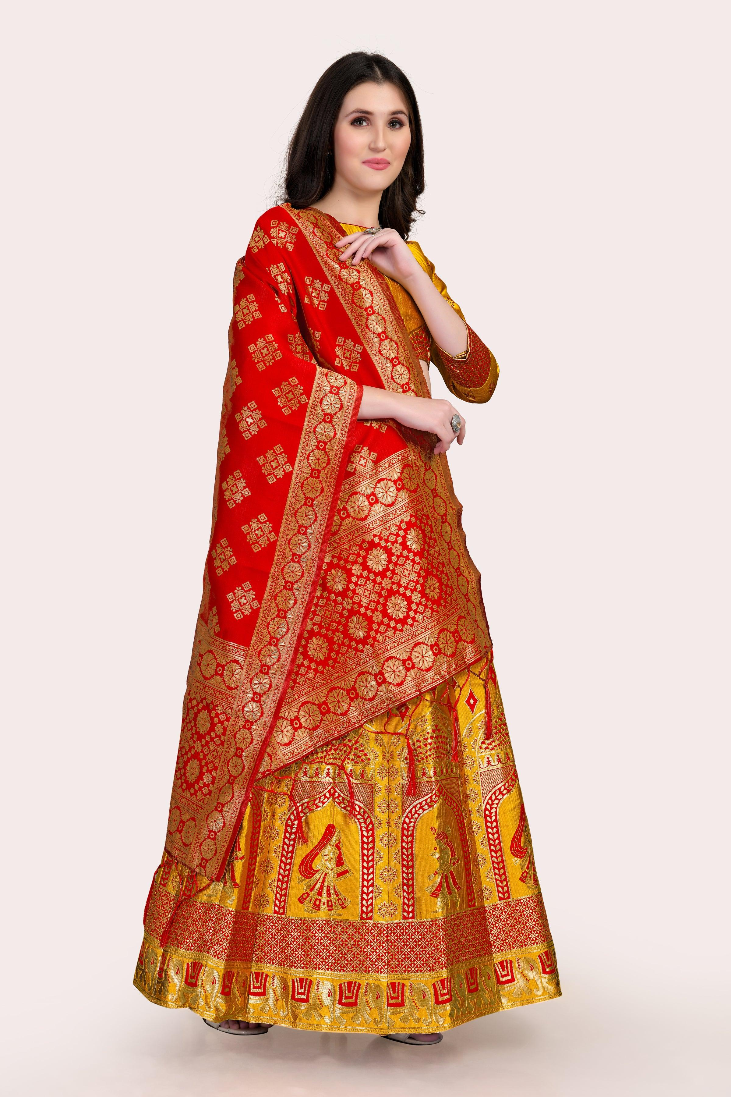Royal Radiance: Banarasi Lehenga Choli Set with Dupatta - Decize Clothing