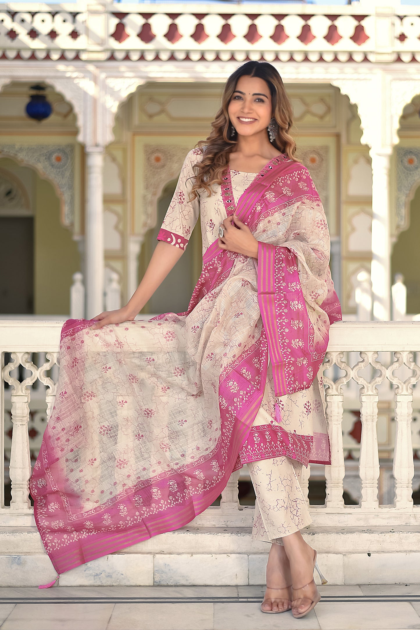 Aarunya Bloom Cotton Kurta Set with Dupatta