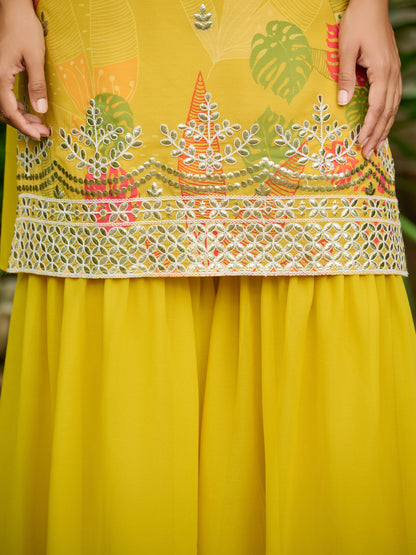 Svara Embroidered Printed Sharara Set with Dupatta