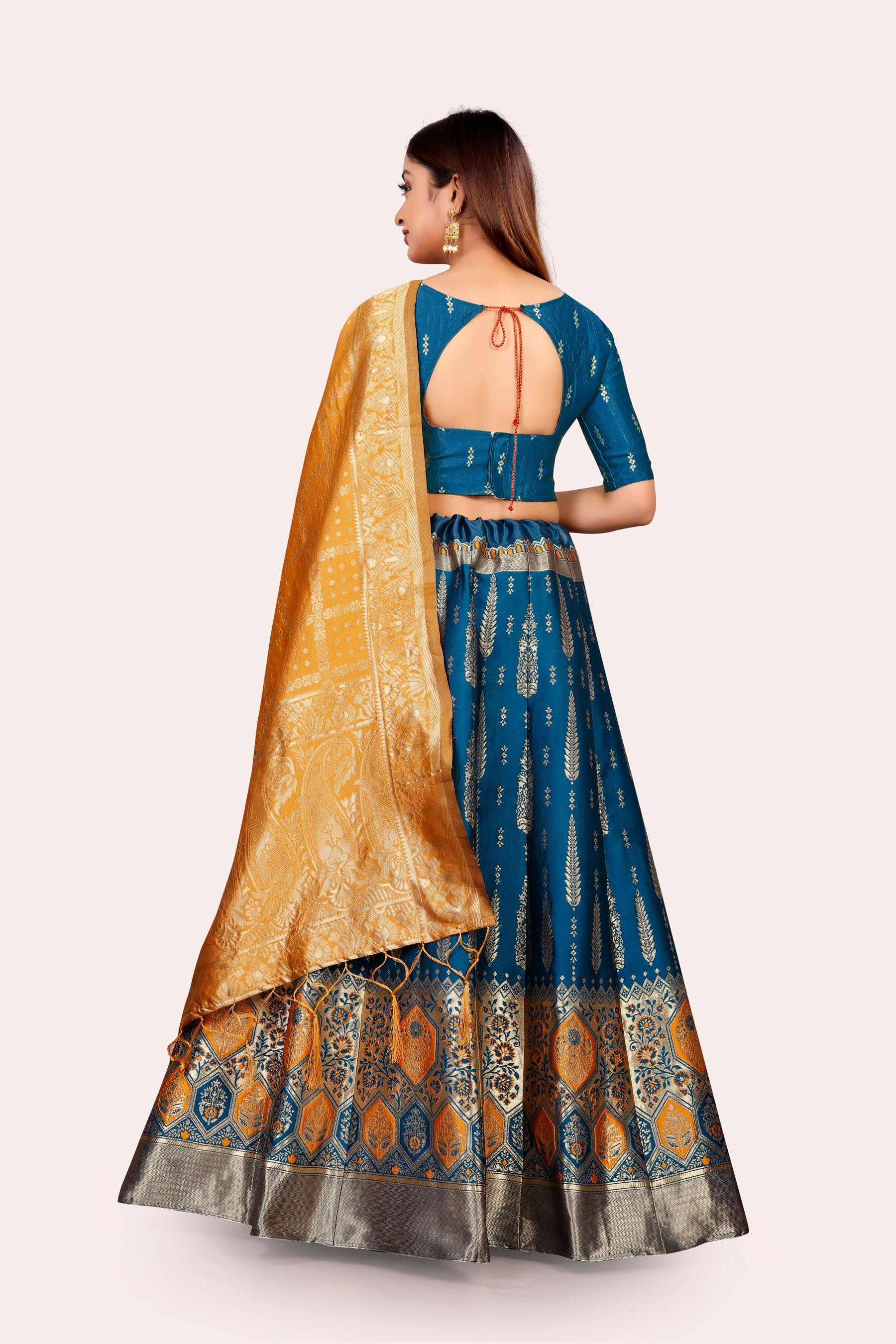 Regal Radiance: Banarasi Lehenga Choli Ensemble with Dupatta - Decize Clothing