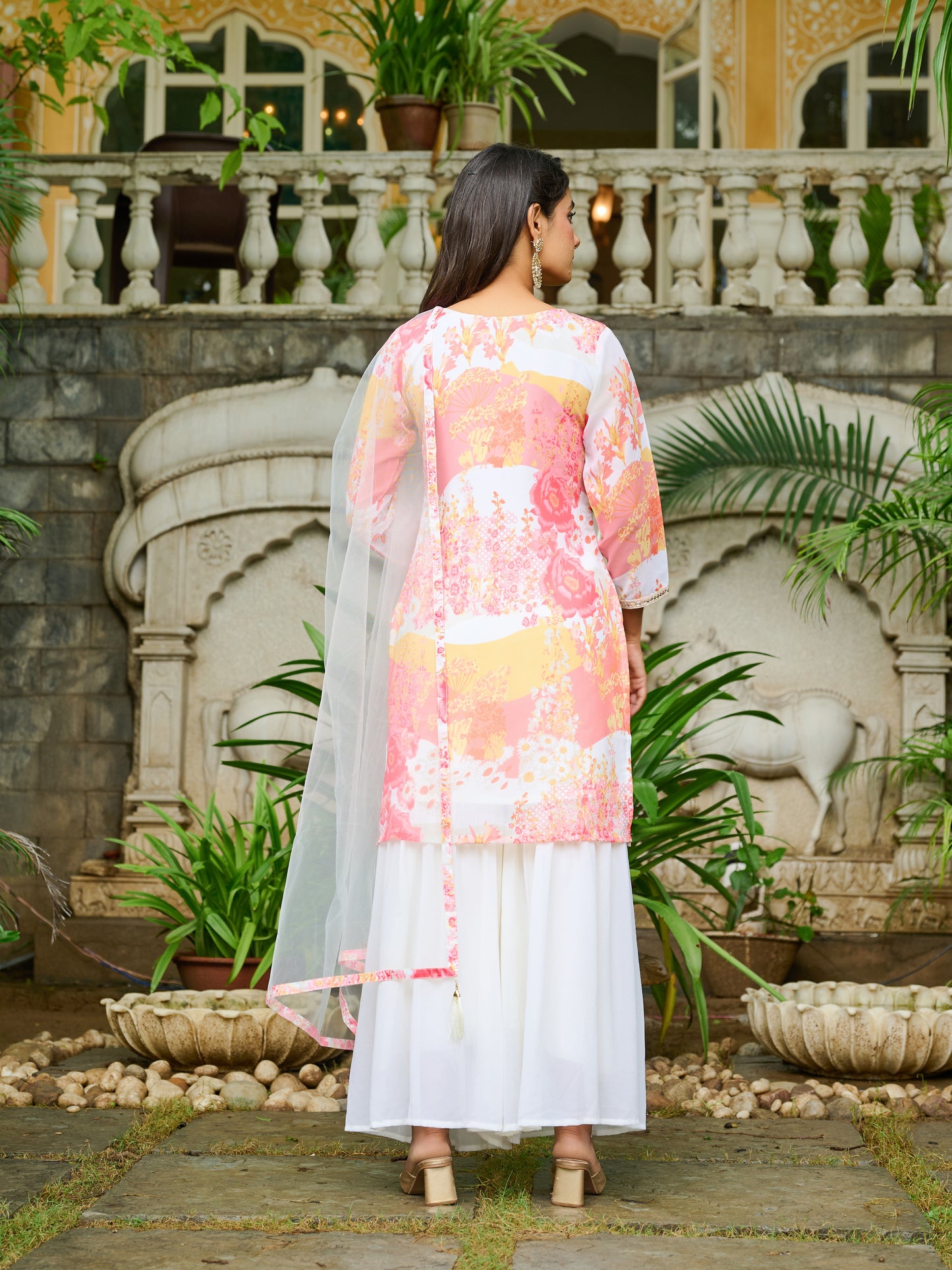 Sadgi Embroidered Printed Sharara Set with Dupatta