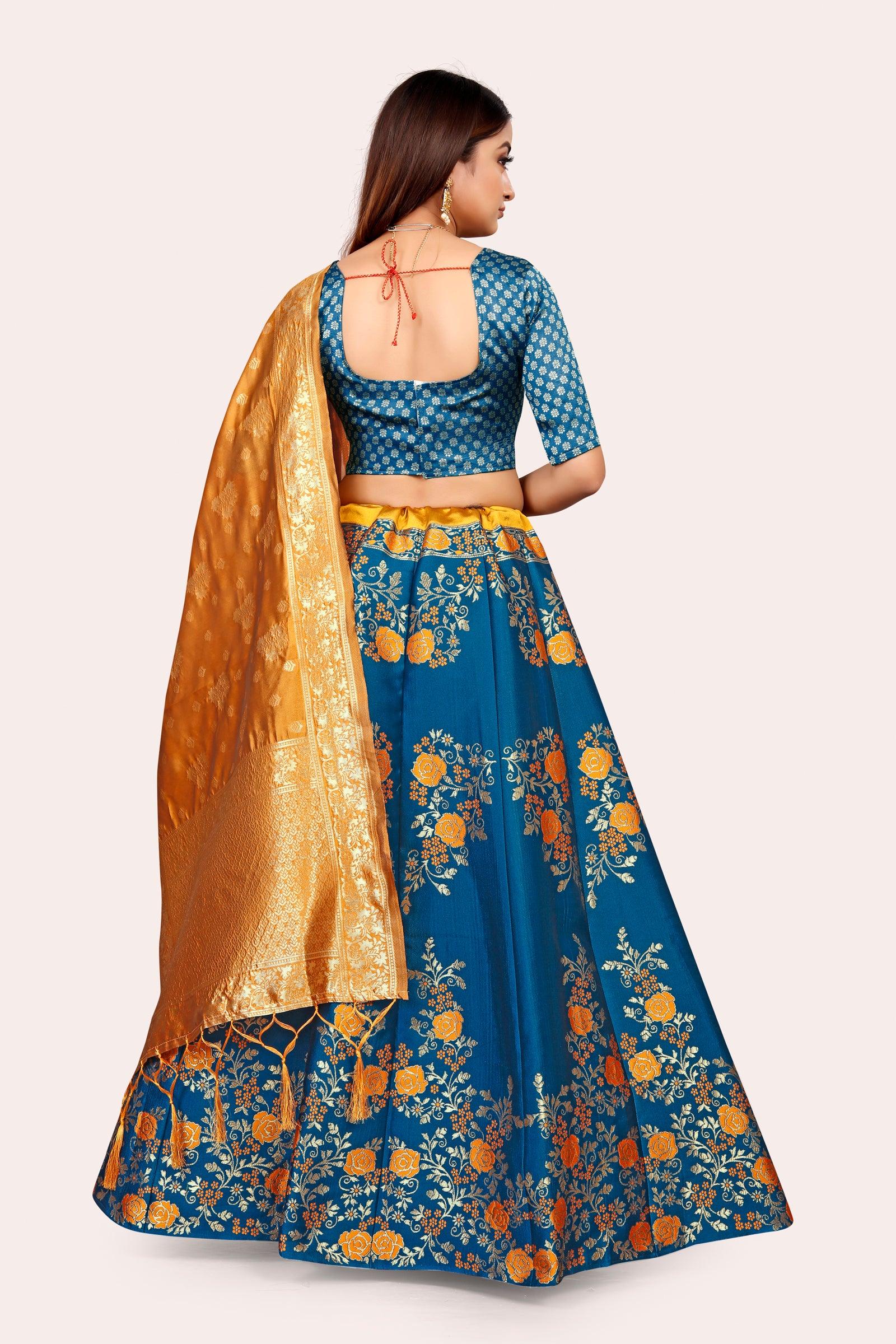 Opulent Opulence: Banarasi Lehenga Choli Set with Dupatta - Decize Clothing