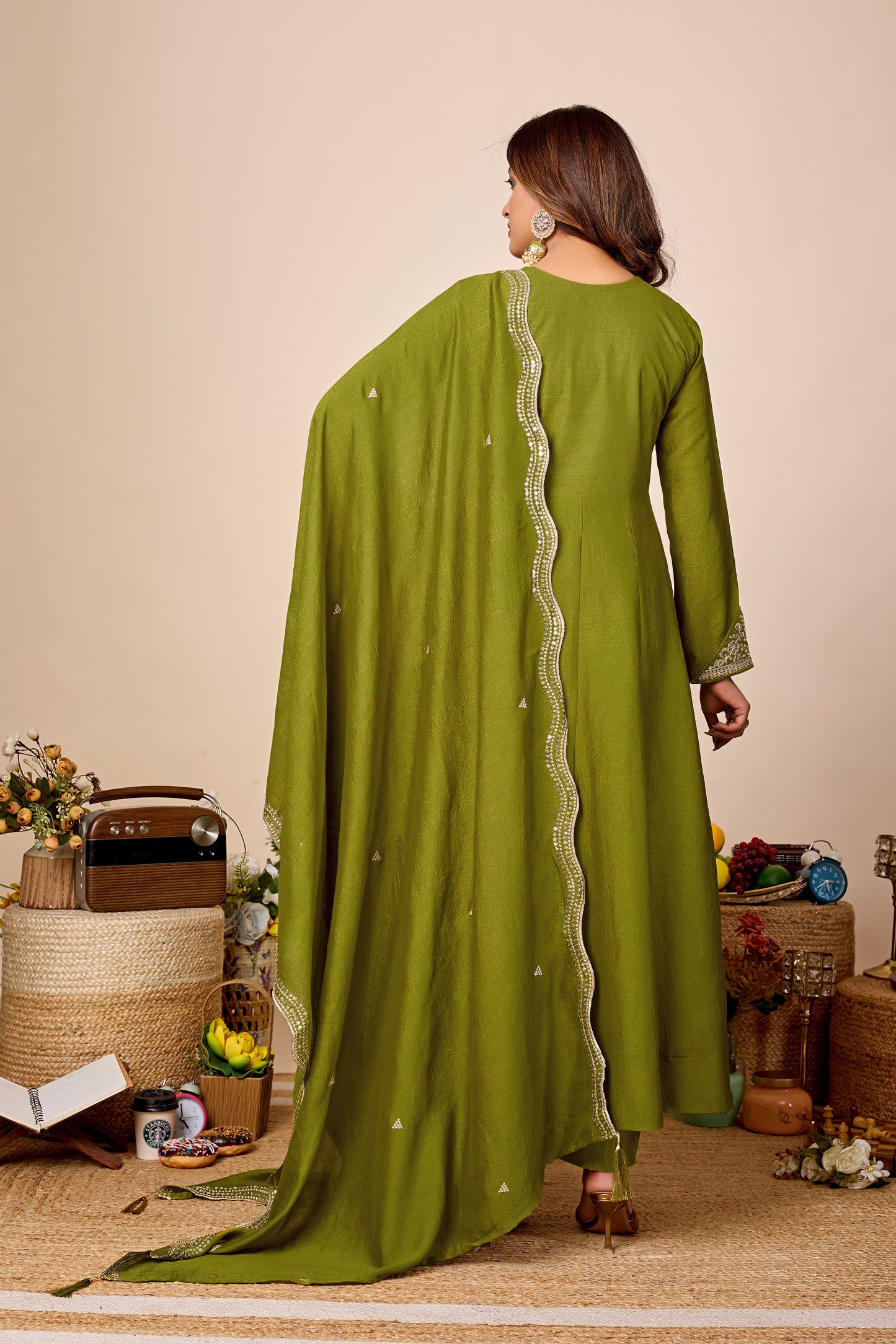 Shagun Embroidered Pure Cotton Anarkali Kurta Set With Dupatta