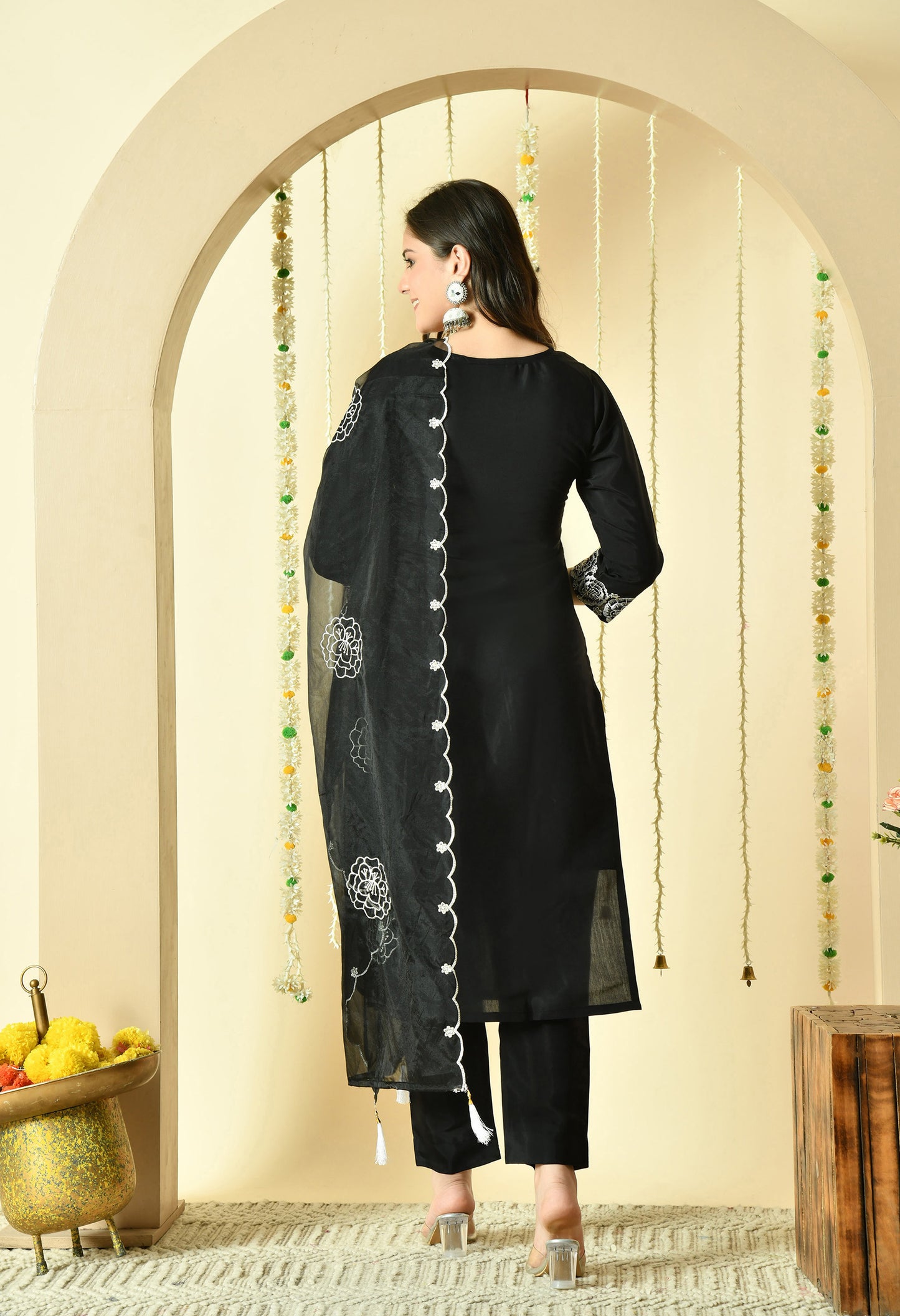 Gulab Embroidered Silk Kurta with Trouser & Dupatta