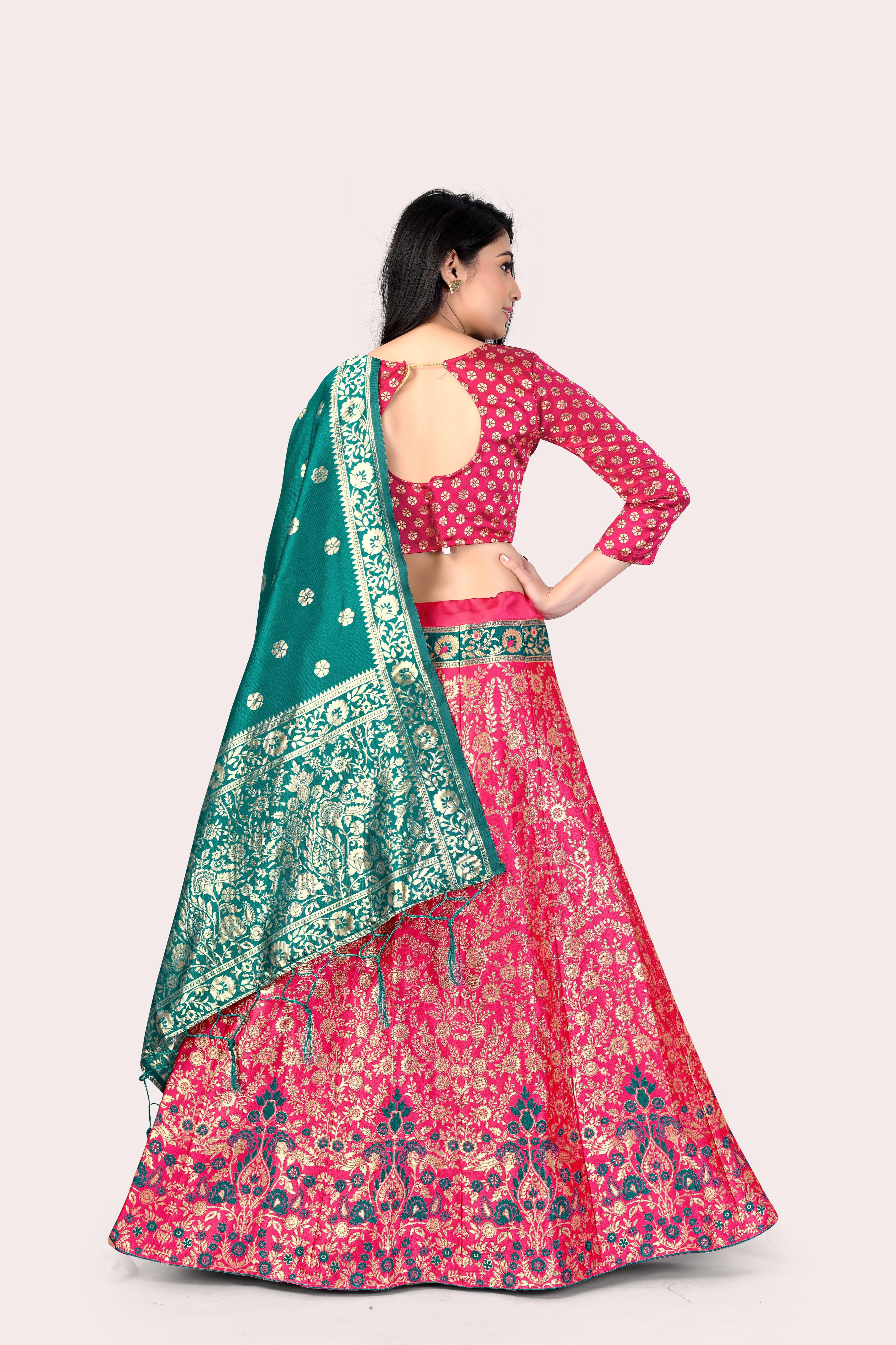 Regal Splendor: Banarasi Lehenga Choli and Dupatta Combo - Decize Clothing