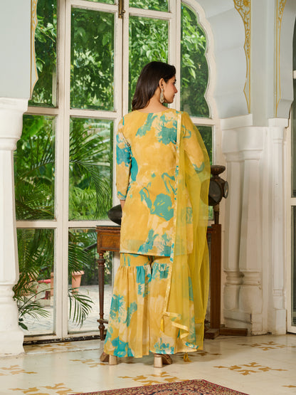 Aurelia Embroidered Printed Sharara Set with Dupatta