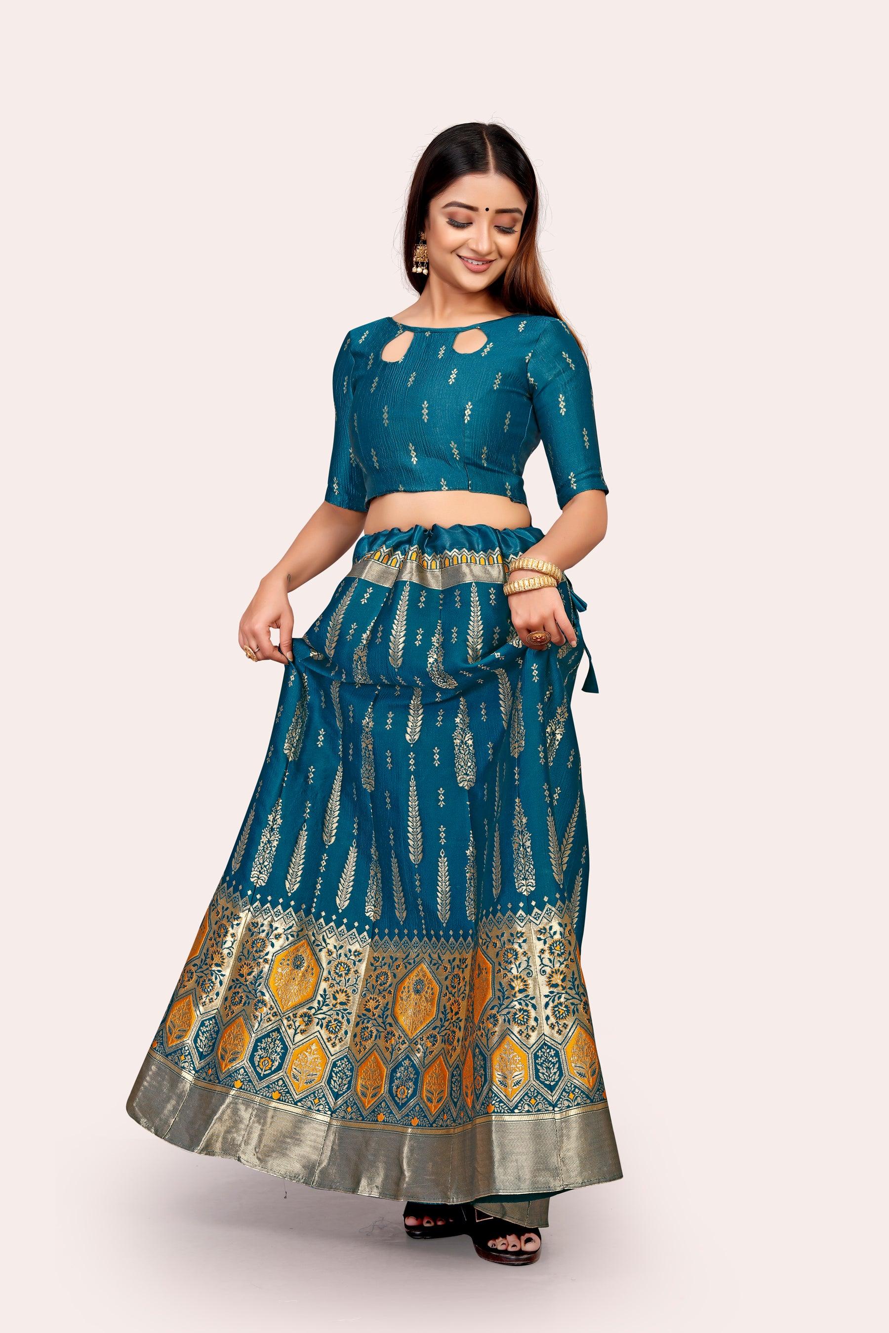 Regal Radiance: Banarasi Lehenga Choli Ensemble with Dupatta - Decize Clothing