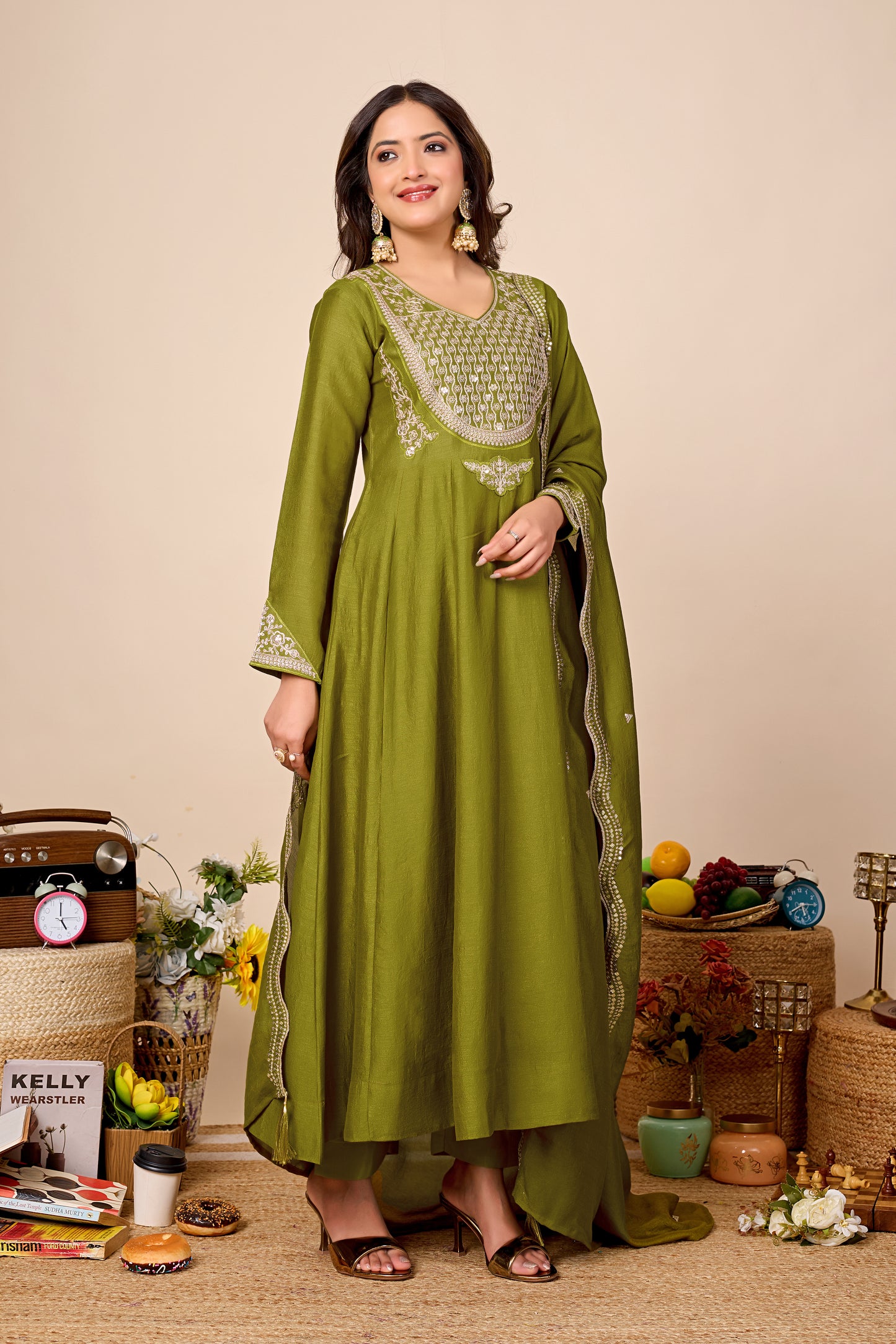 Shagun Embroidered Pure Cotton Anarkali Kurta Set With Dupatta