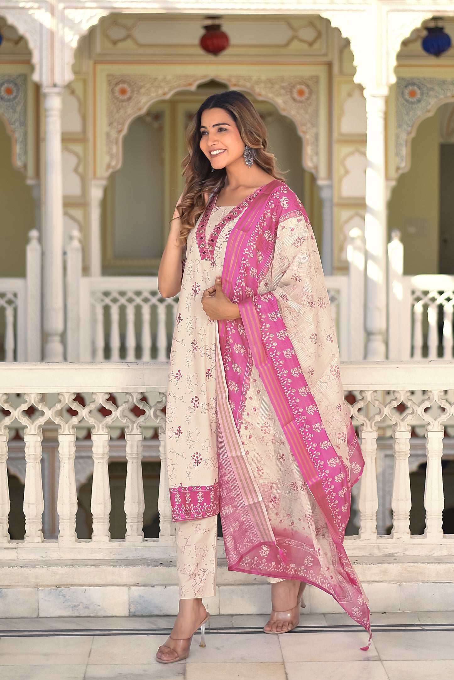 Aarunya Bloom Cotton Kurta Set with Dupatta