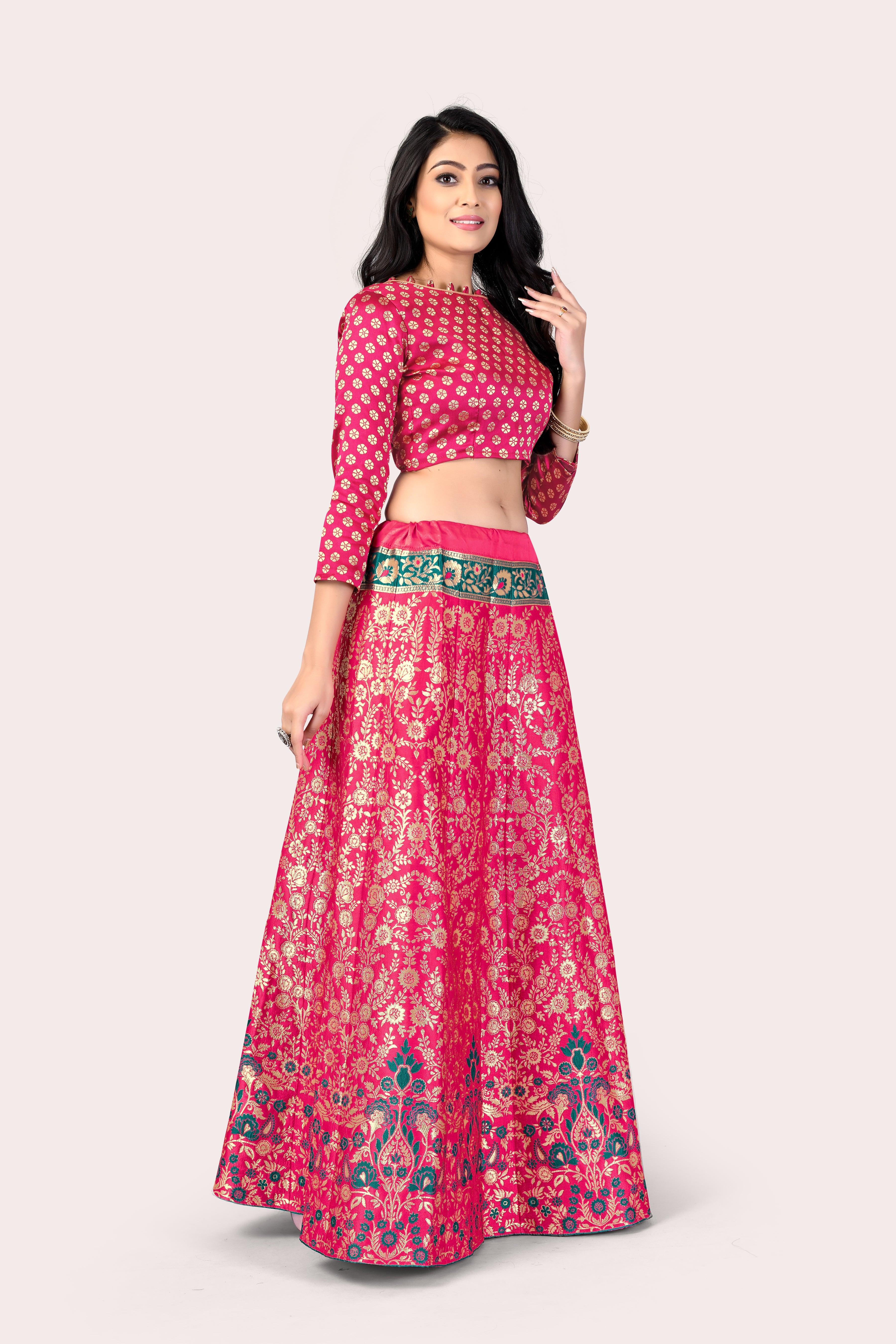 Regal Splendor: Banarasi Lehenga Choli and Dupatta Combo - Decize Clothing