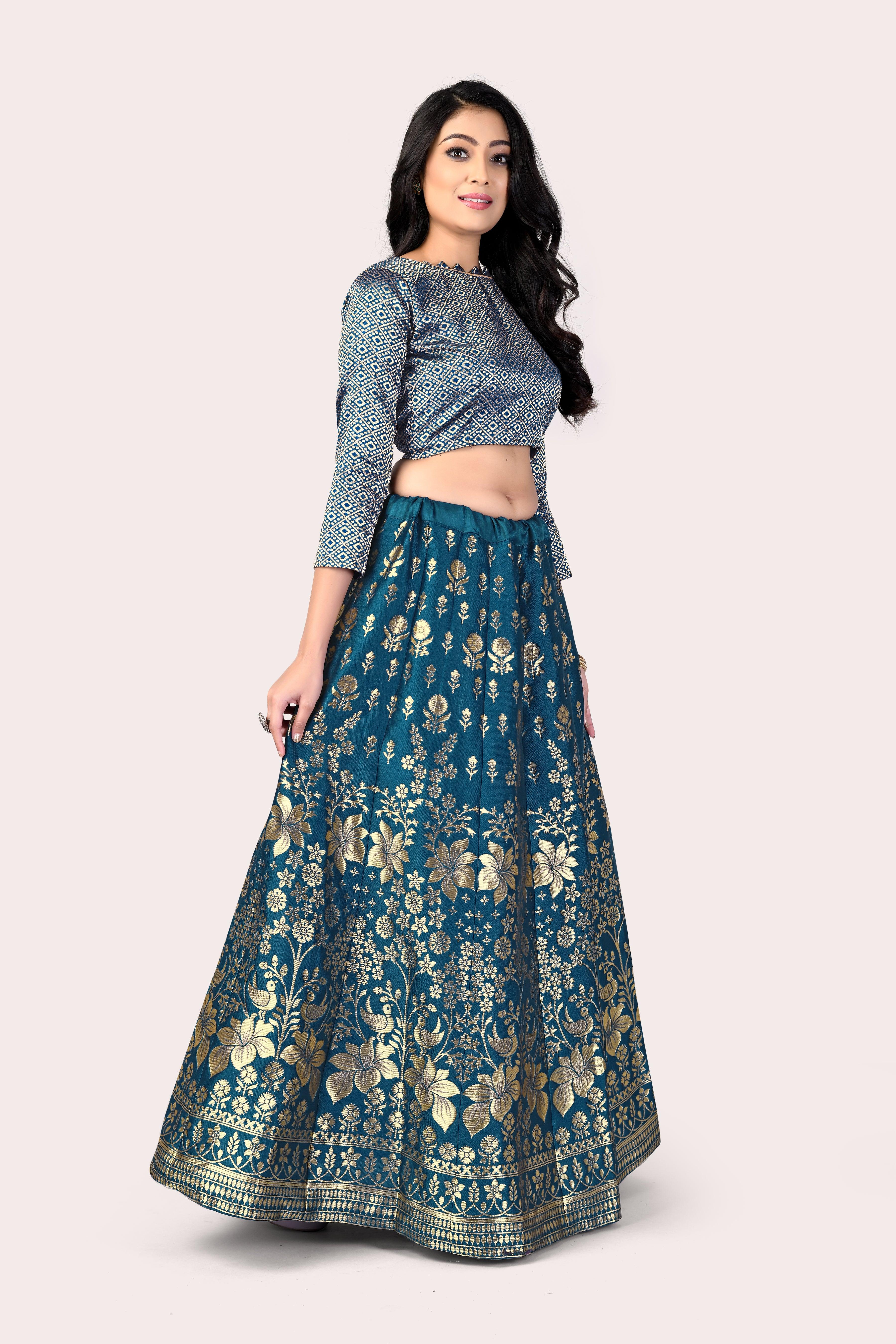 Majestic Masterpiece: Banarasi Lehenga Choli with Dupatta - Decize Clothing