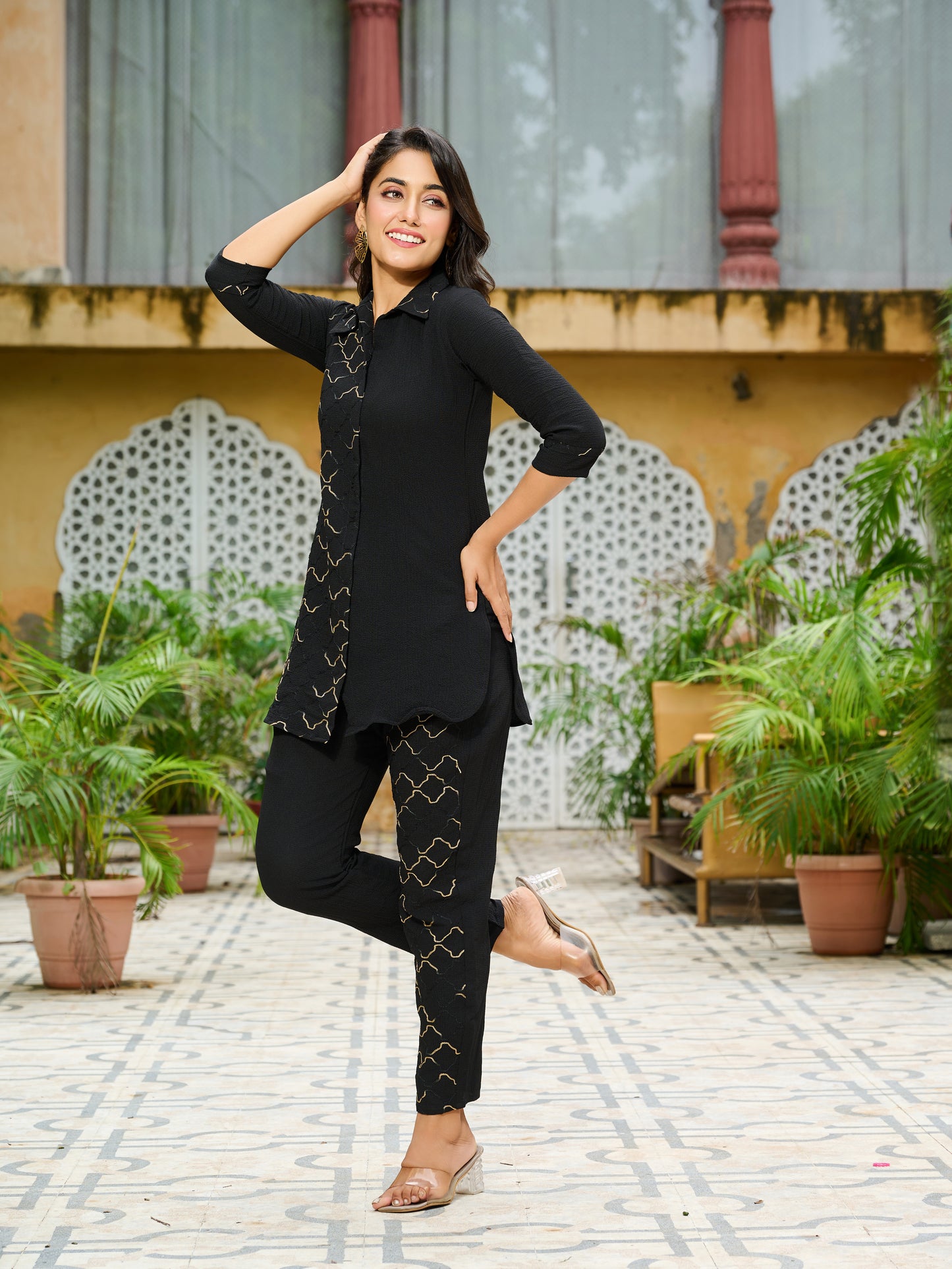Siya Lycra Silk Embroidered Co-ord Set