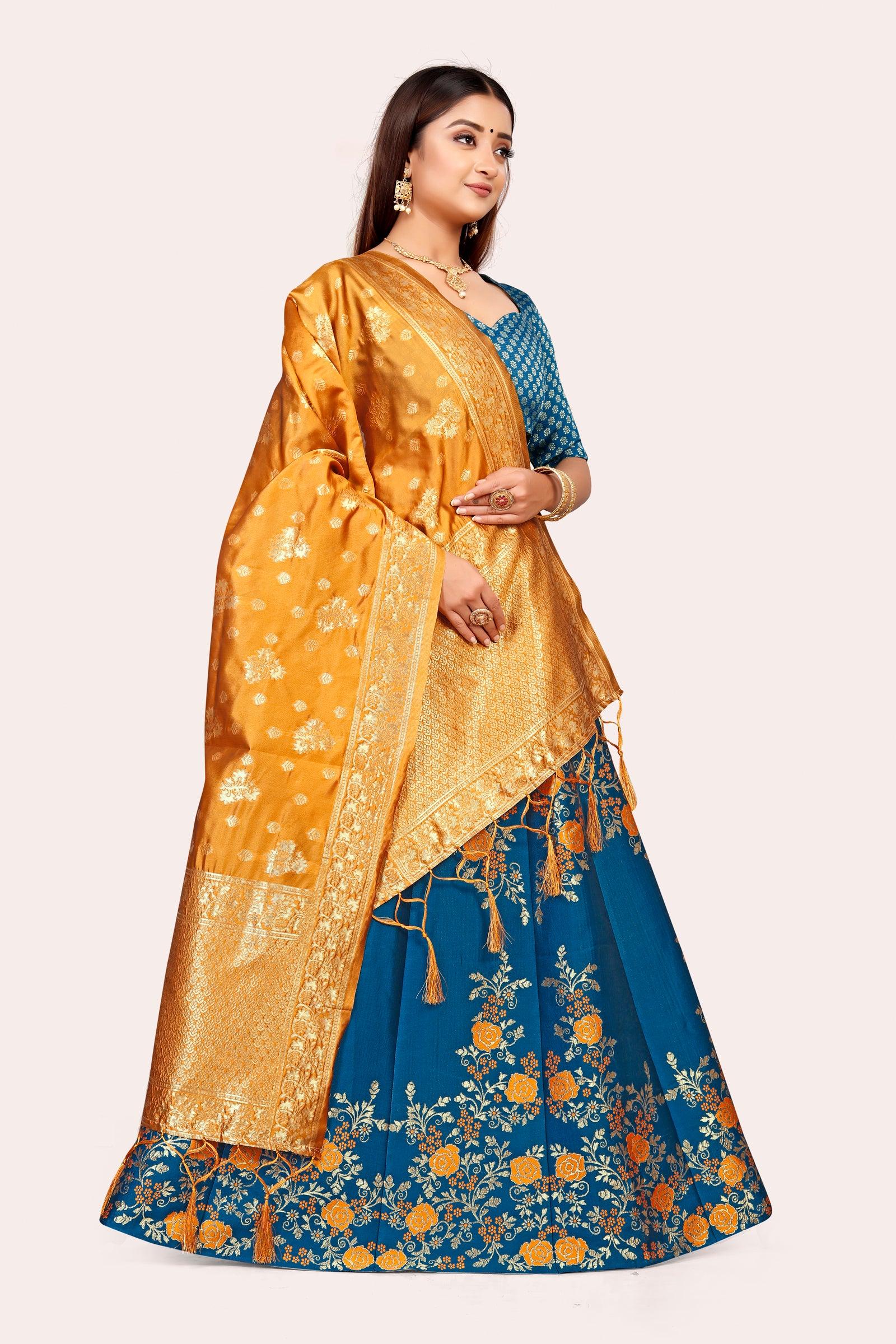 Opulent Opulence: Banarasi Lehenga Choli Set with Dupatta - Decize Clothing