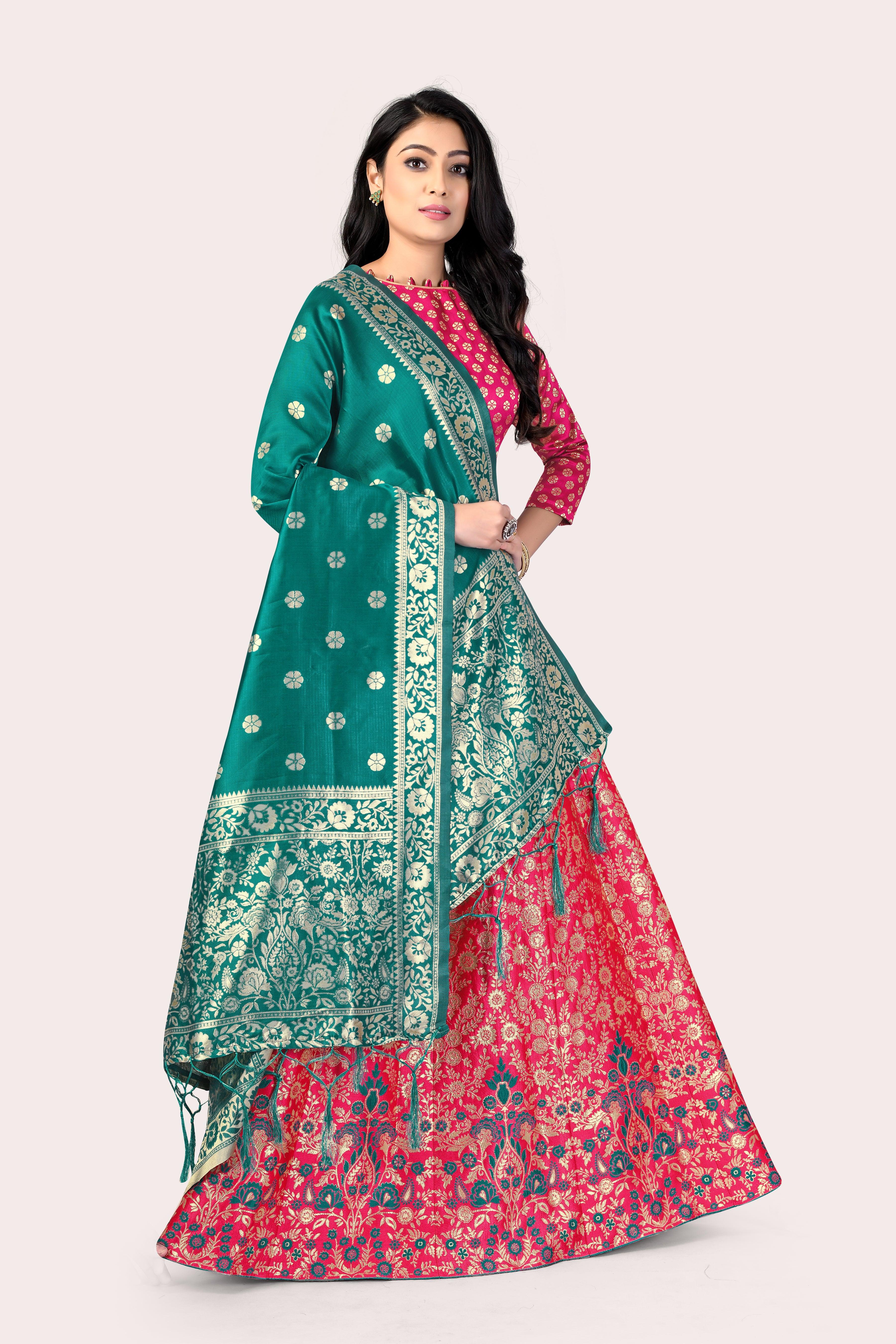 Regal Splendor: Banarasi Lehenga Choli and Dupatta Combo - Decize Clothing