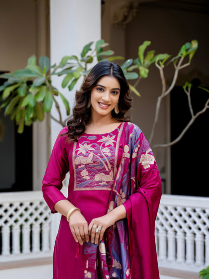 Noor Printed Motifs Kurta Set with Dupatta