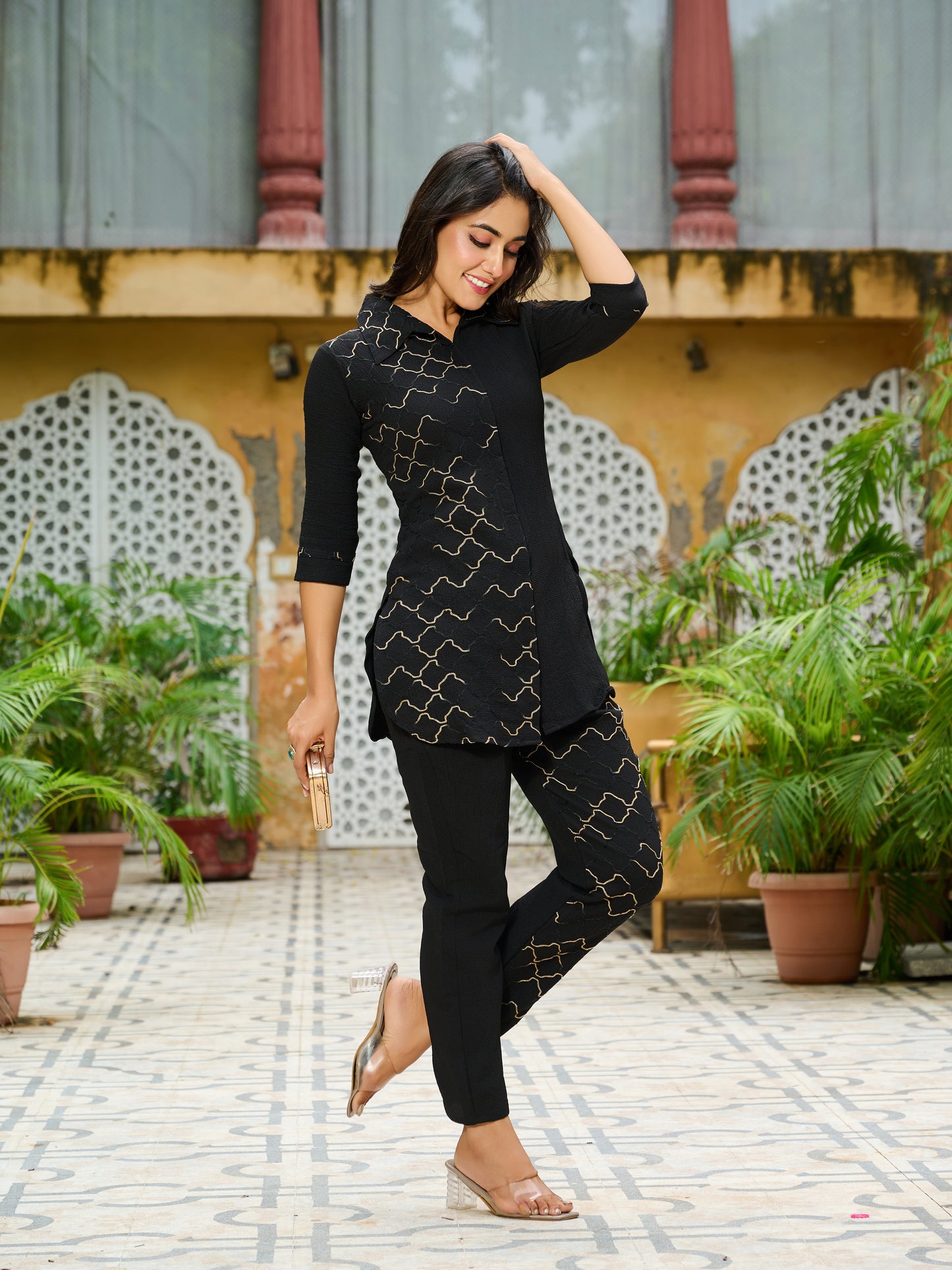Siya Lycra Silk Embroidered Co-ord Set