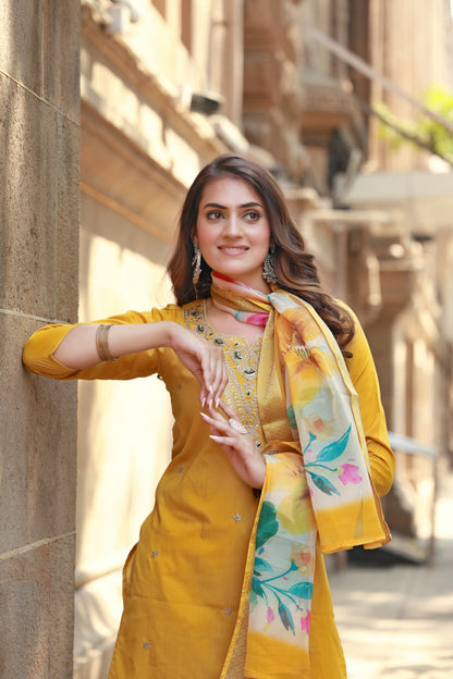 EVERGREEN MUSE COTTON KURTA SET WITH DUPATTA