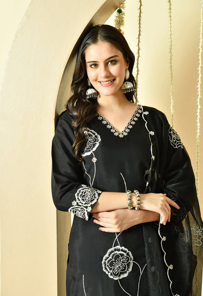Gulab Embroidered Silk Kurta with Trouser & Dupatta