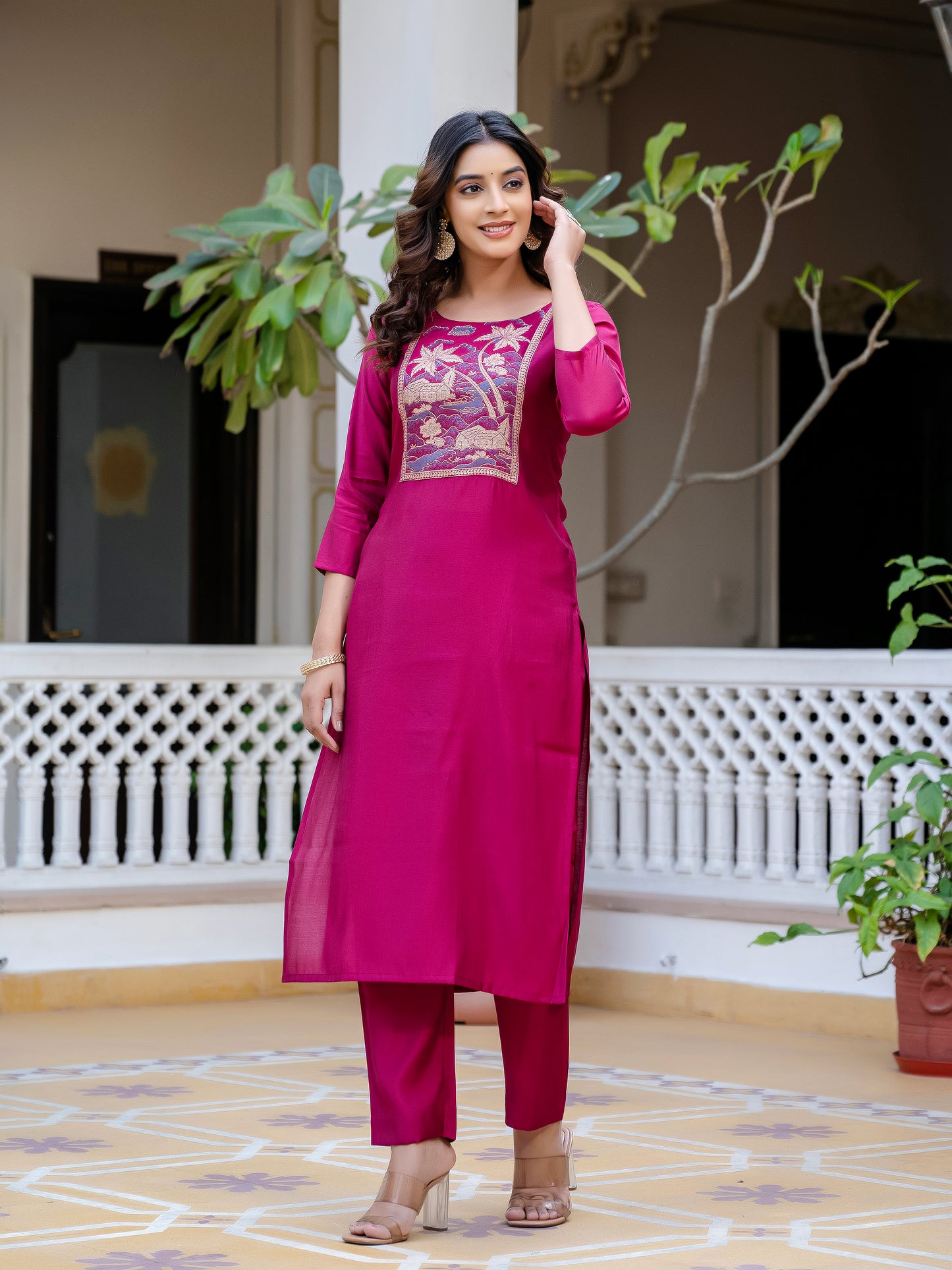 Noor Printed Motifs Kurta Set with Dupatta