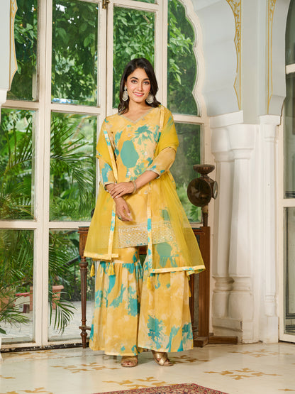 Aurelia Embroidered Printed Sharara Set with Dupatta