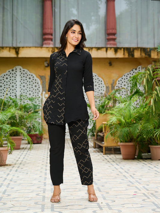 Siya Lycra Silk Embroidered Co-ord Set