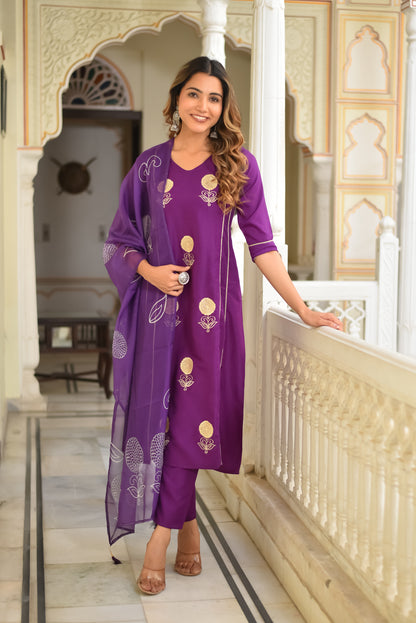 Regal Rust Silk Kurta Set With Dupatta