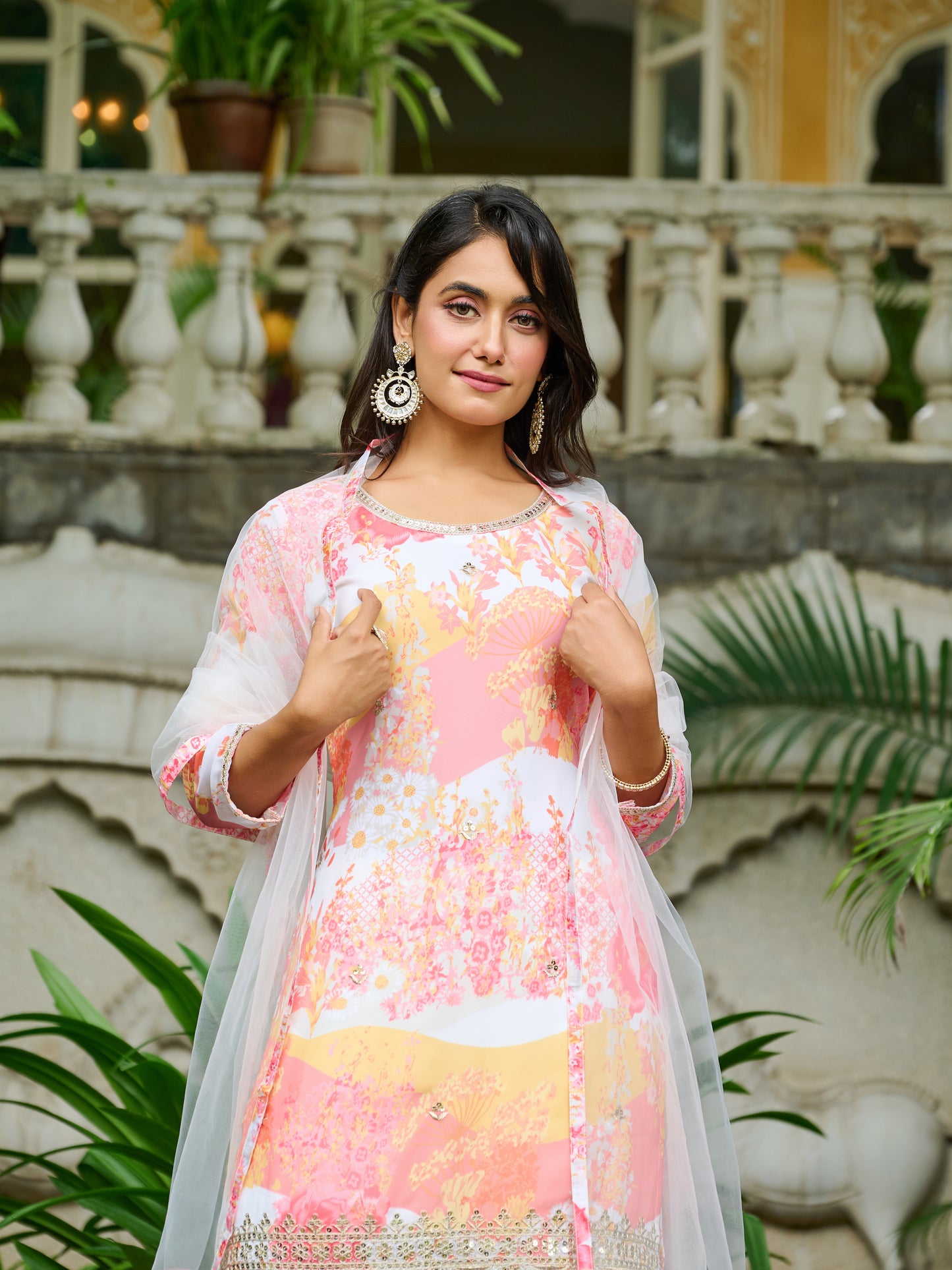 Sadgi Embroidered Printed Sharara Set with Dupatta