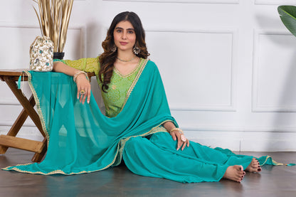 Bandhani Embroidered Printed Sharara Set with Dupatta