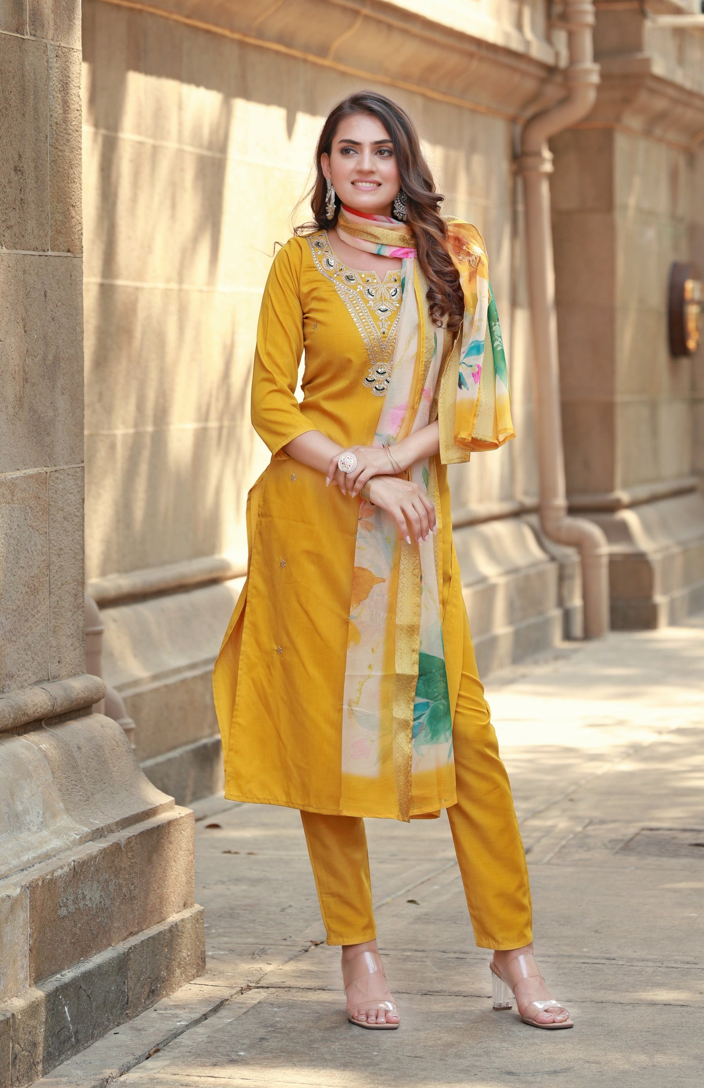 EVERGREEN MUSE COTTON KURTA SET WITH DUPATTA