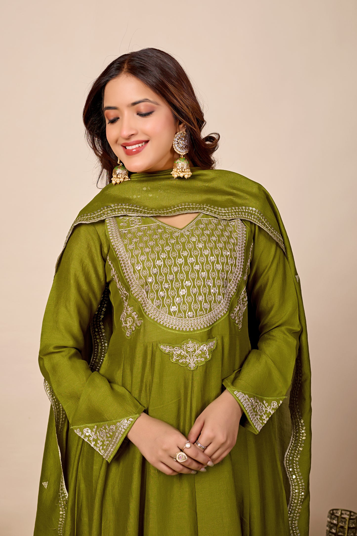 Shagun Embroidered Pure Cotton Anarkali Kurta Set With Dupatta