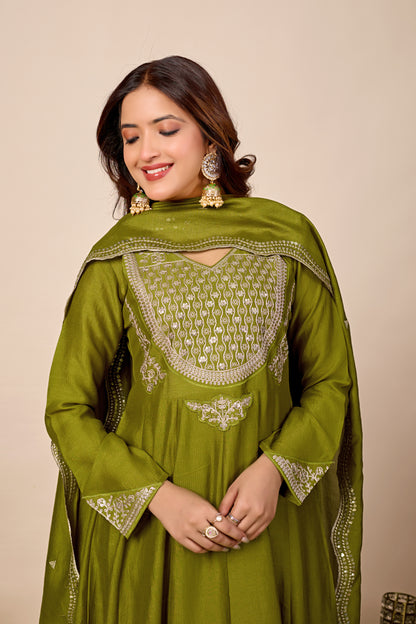 Shagun Embroidered Pure Cotton Anarkali Kurta Set With Dupatta