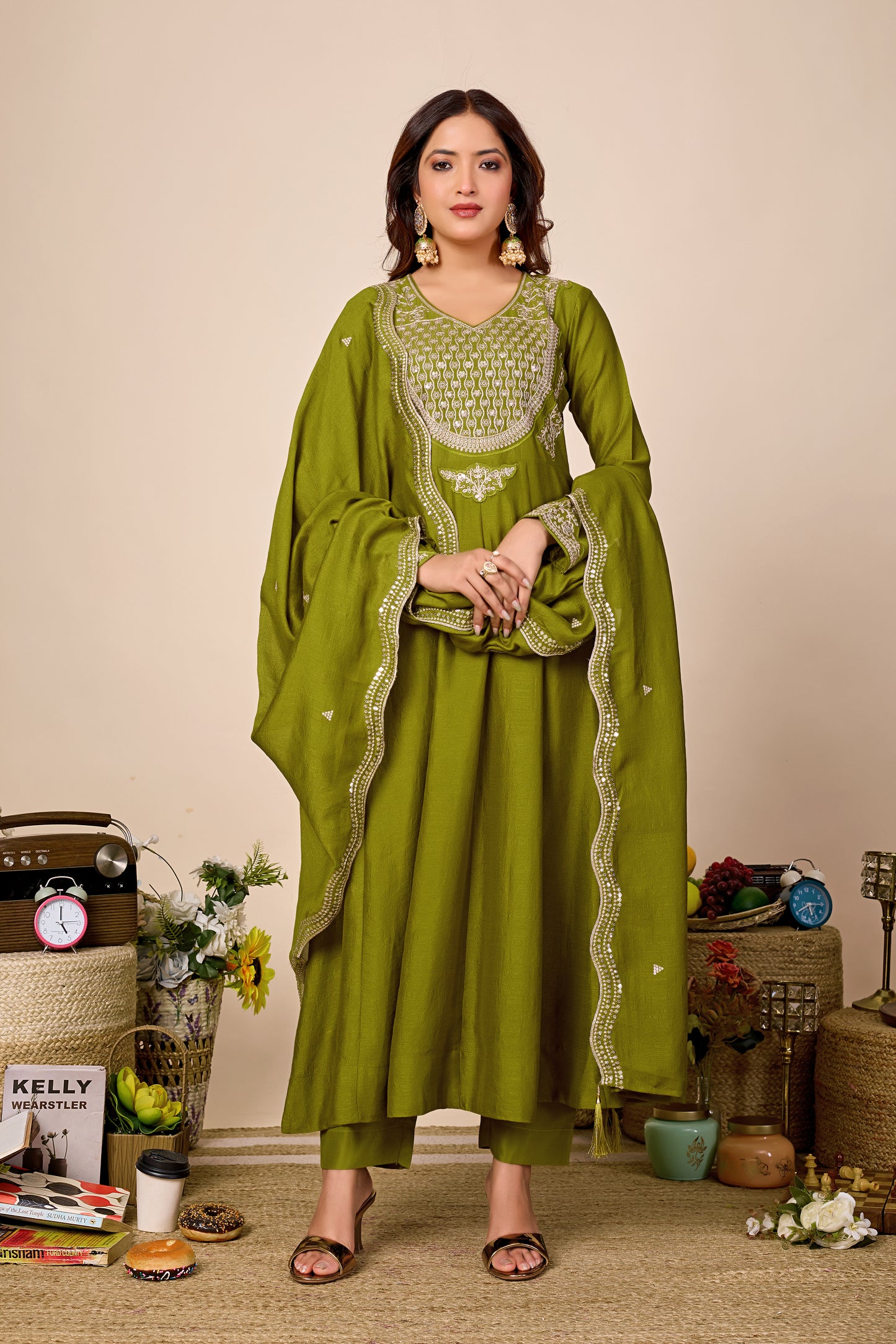 Shagun Embroidered Pure Cotton Anarkali Kurta Set With Dupatta