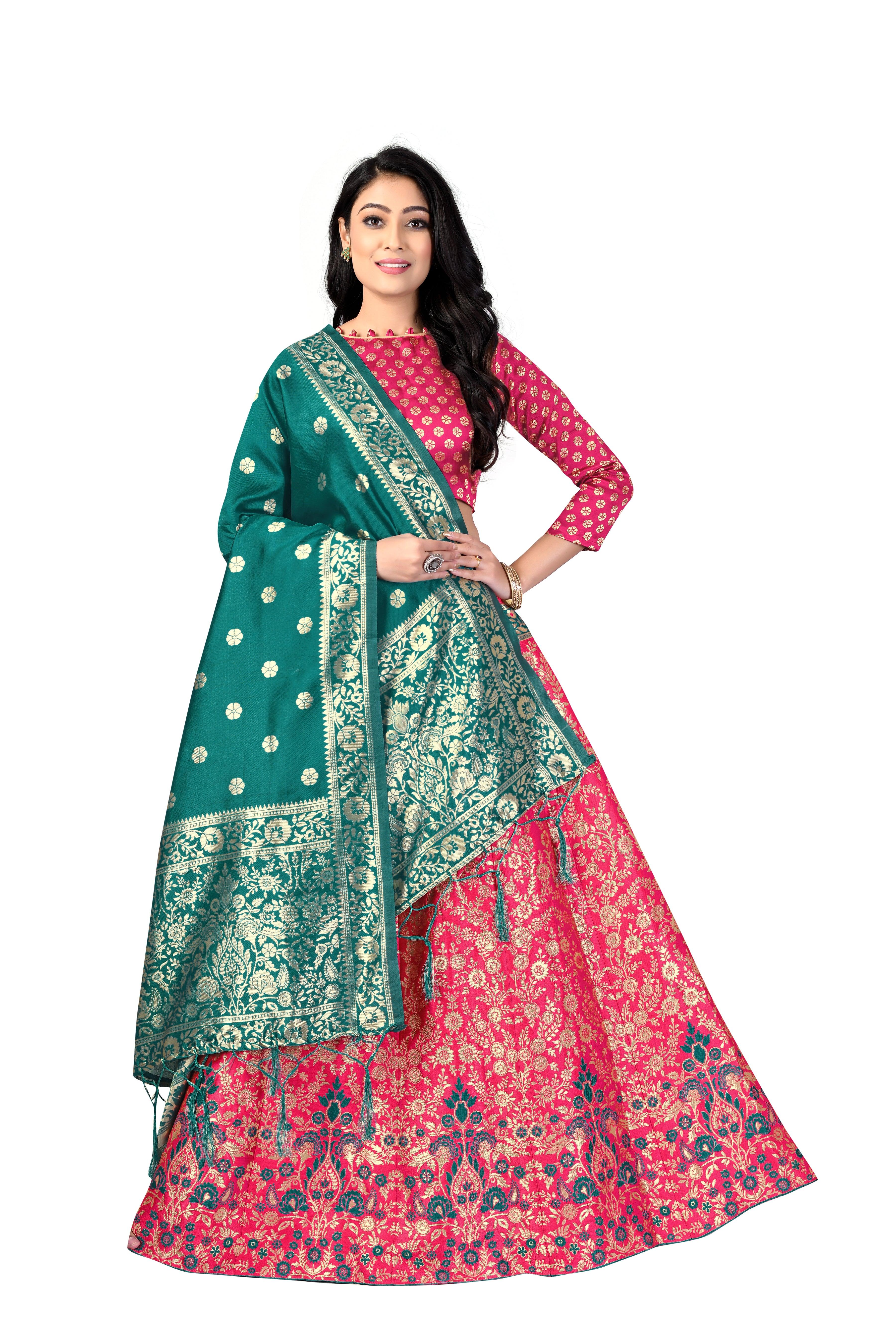 Regal Splendor: Banarasi Lehenga Choli and Dupatta Combo - Decize Clothing