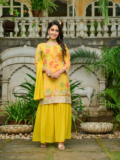Svara Embroidered Printed Sharara Set with Dupatta