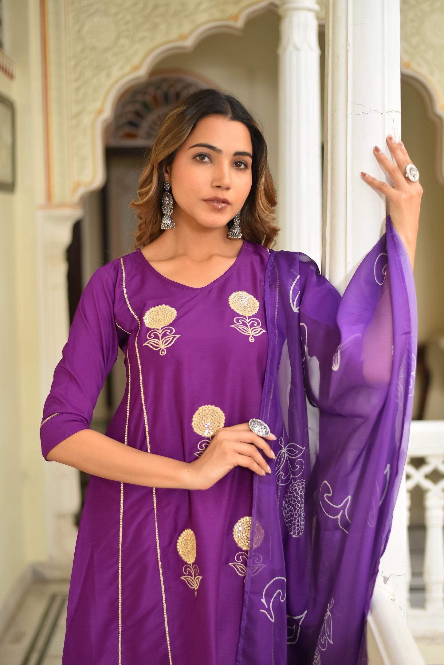 Regal Rust Silk Kurta Set With Dupatta