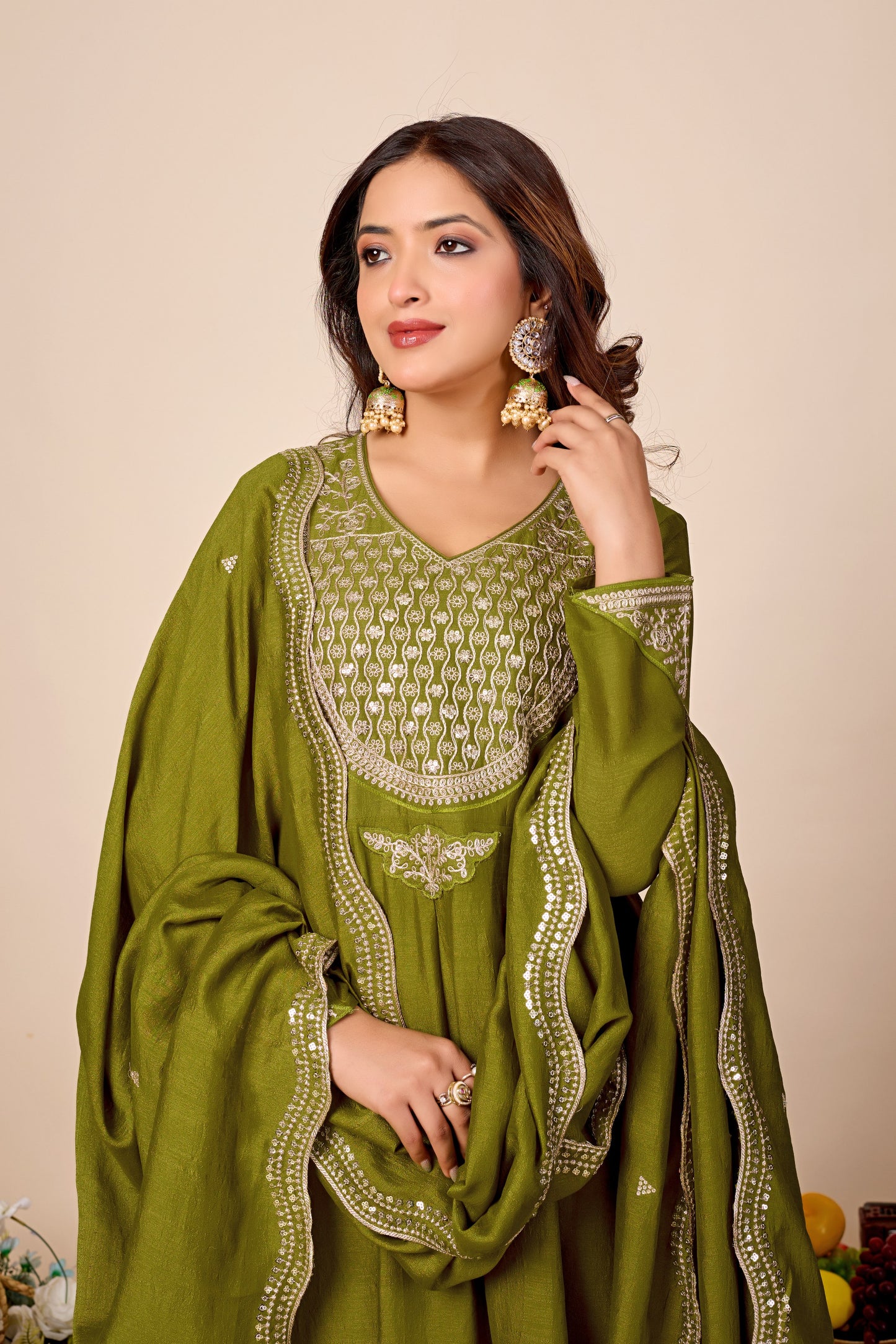 Shagun Embroidered Pure Cotton Anarkali Kurta Set With Dupatta