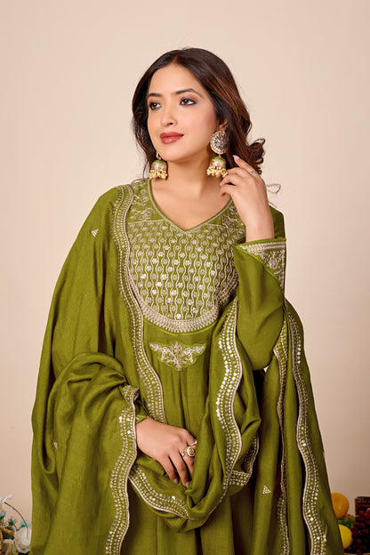 Shagun Embroidered Pure Cotton Anarkali Kurta Set With Dupatta