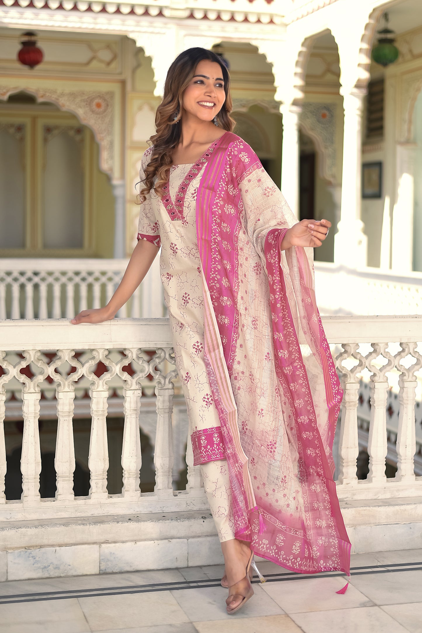 Aarunya Bloom Cotton Kurta Set with Dupatta