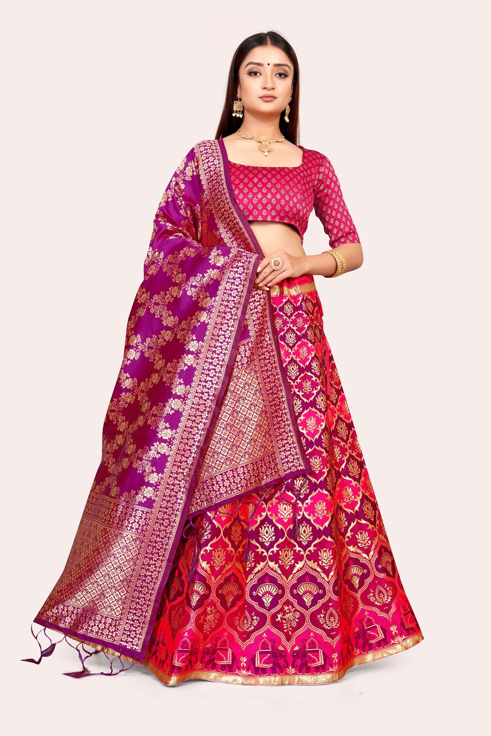 Ravishing Royalty: Banarasi Lehenga Choli Set and Dupatta - Decize Clothing