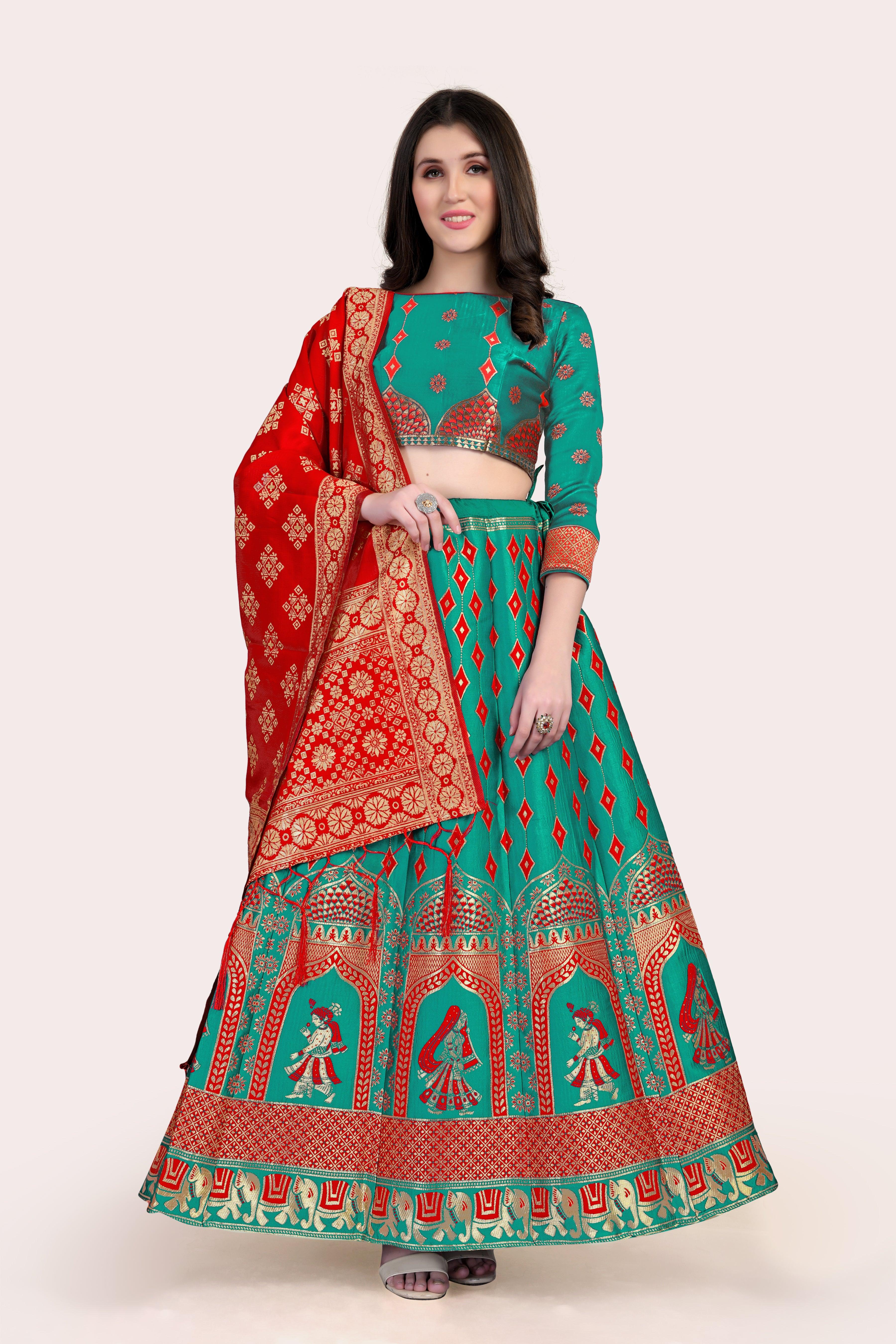 Royal Radiance: Banarasi Lehenga Choli Set with Dupatta - Decize Clothing