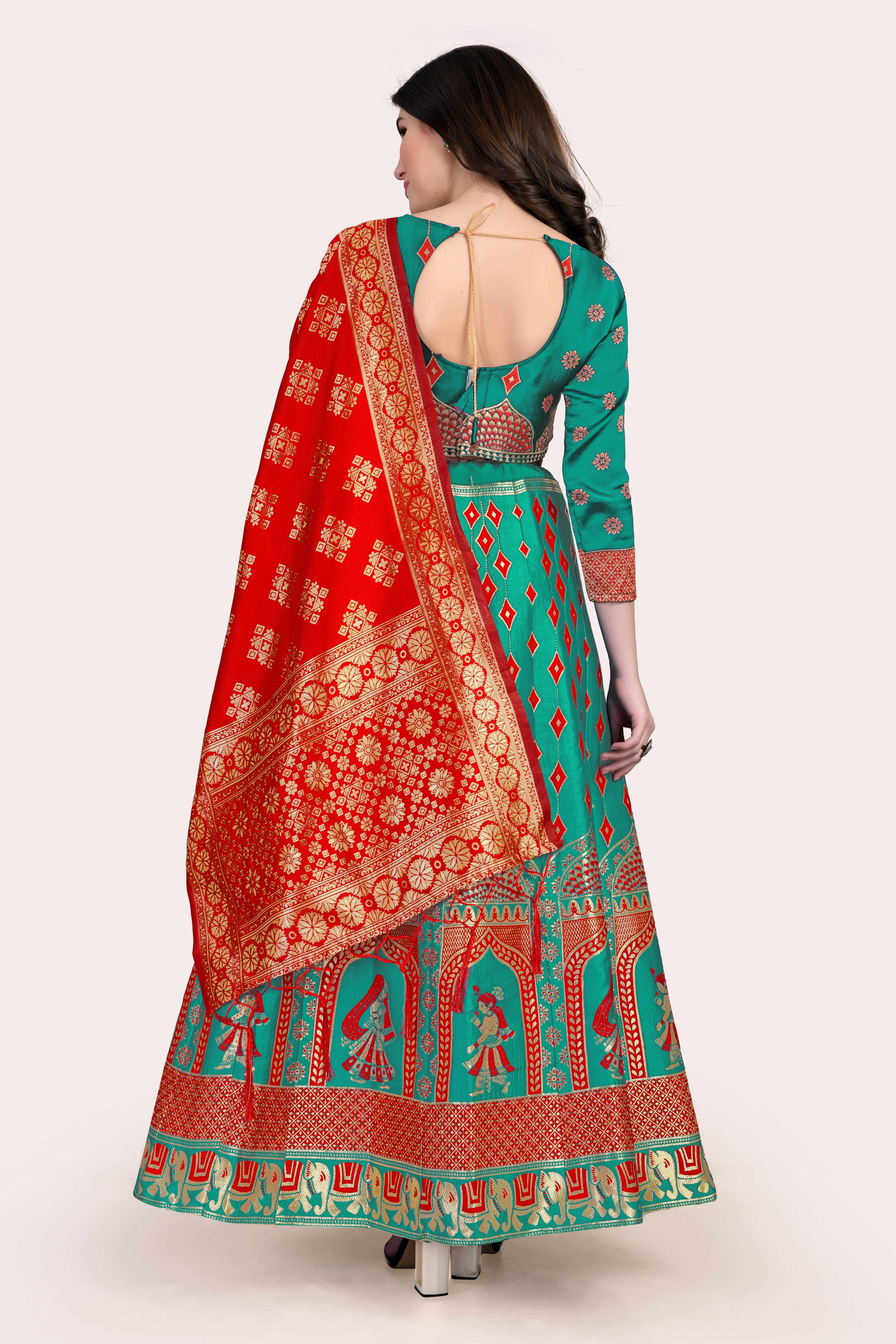 Royal Radiance: Banarasi Lehenga Choli Set with Dupatta - Decize Clothing