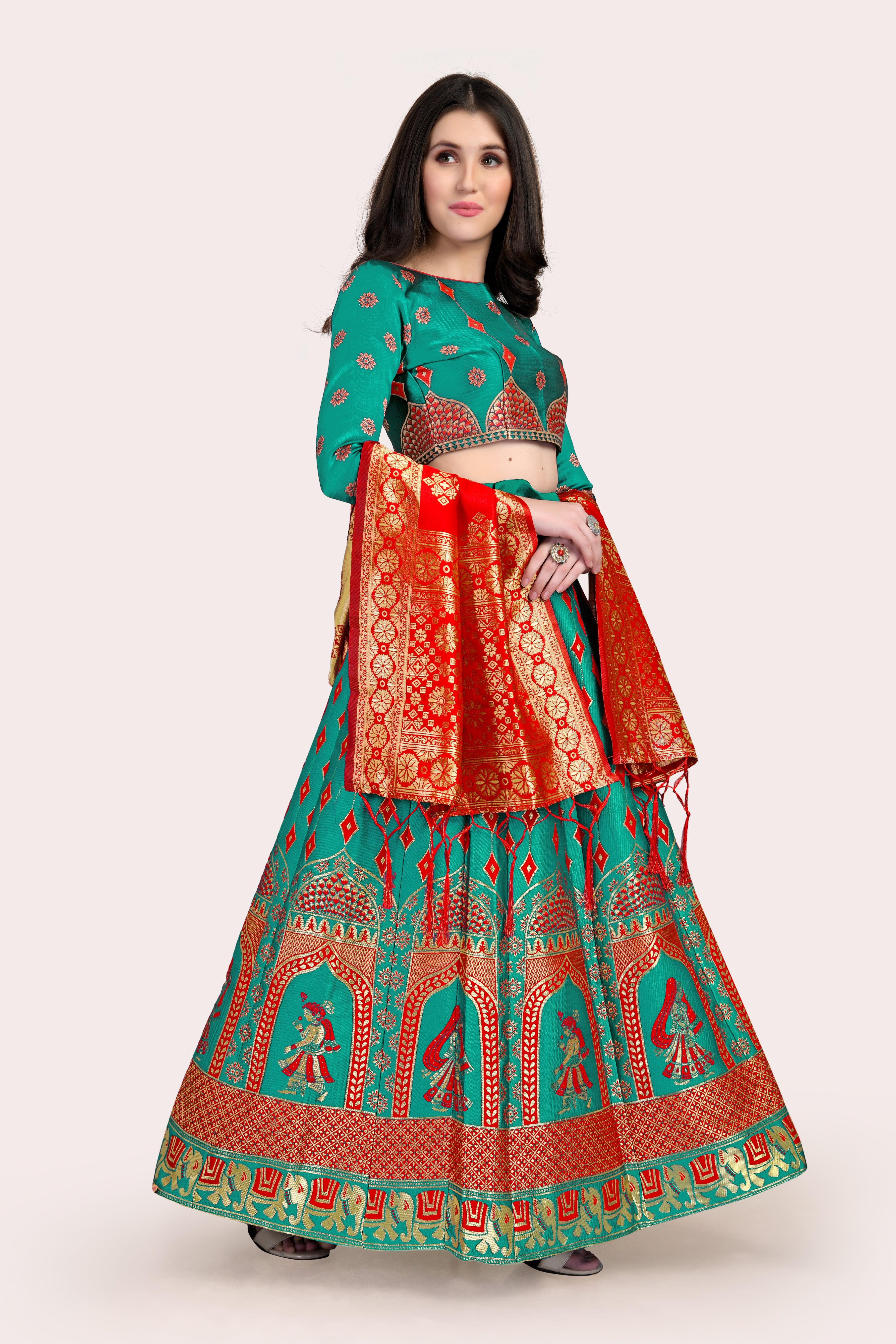 Royal Radiance: Banarasi Lehenga Choli Set with Dupatta - Decize Clothing