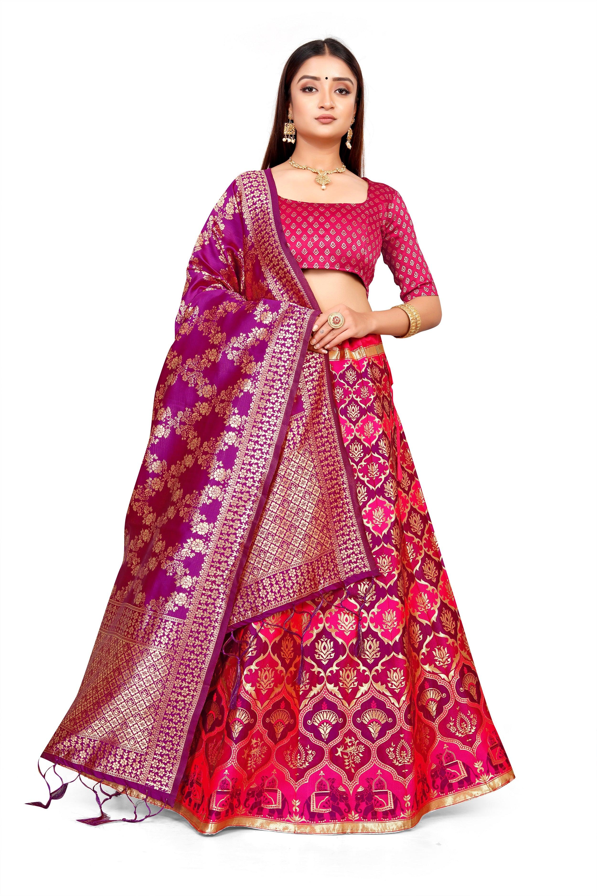 Ravishing Royalty: Banarasi Lehenga Choli Set and Dupatta - Decize Clothing