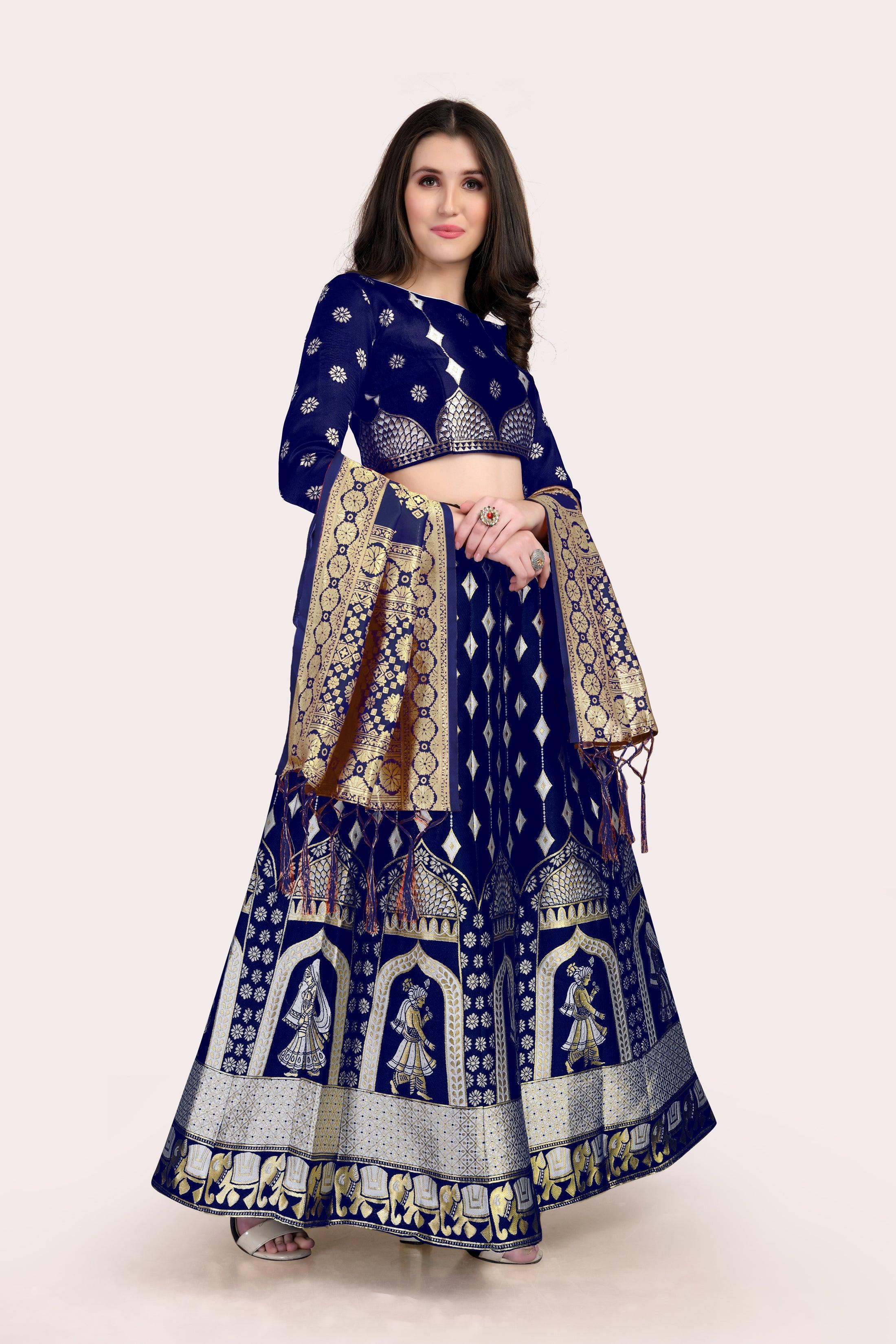 Royal Radiance: Banarasi Lehenga Choli Set with Dupatta - Decize Clothing