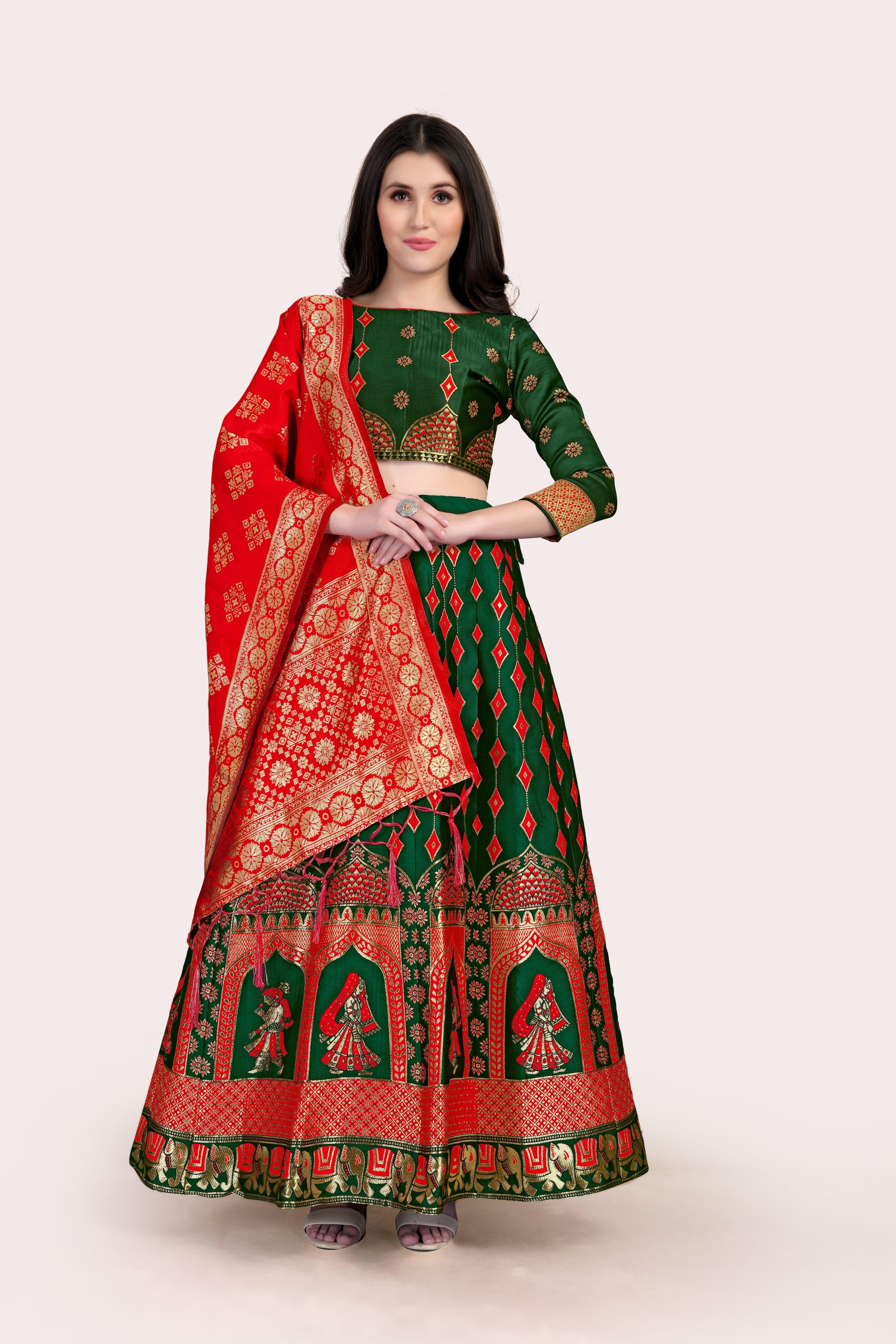 Royal Radiance: Banarasi Lehenga Choli Set with Dupatta - Decize Clothing