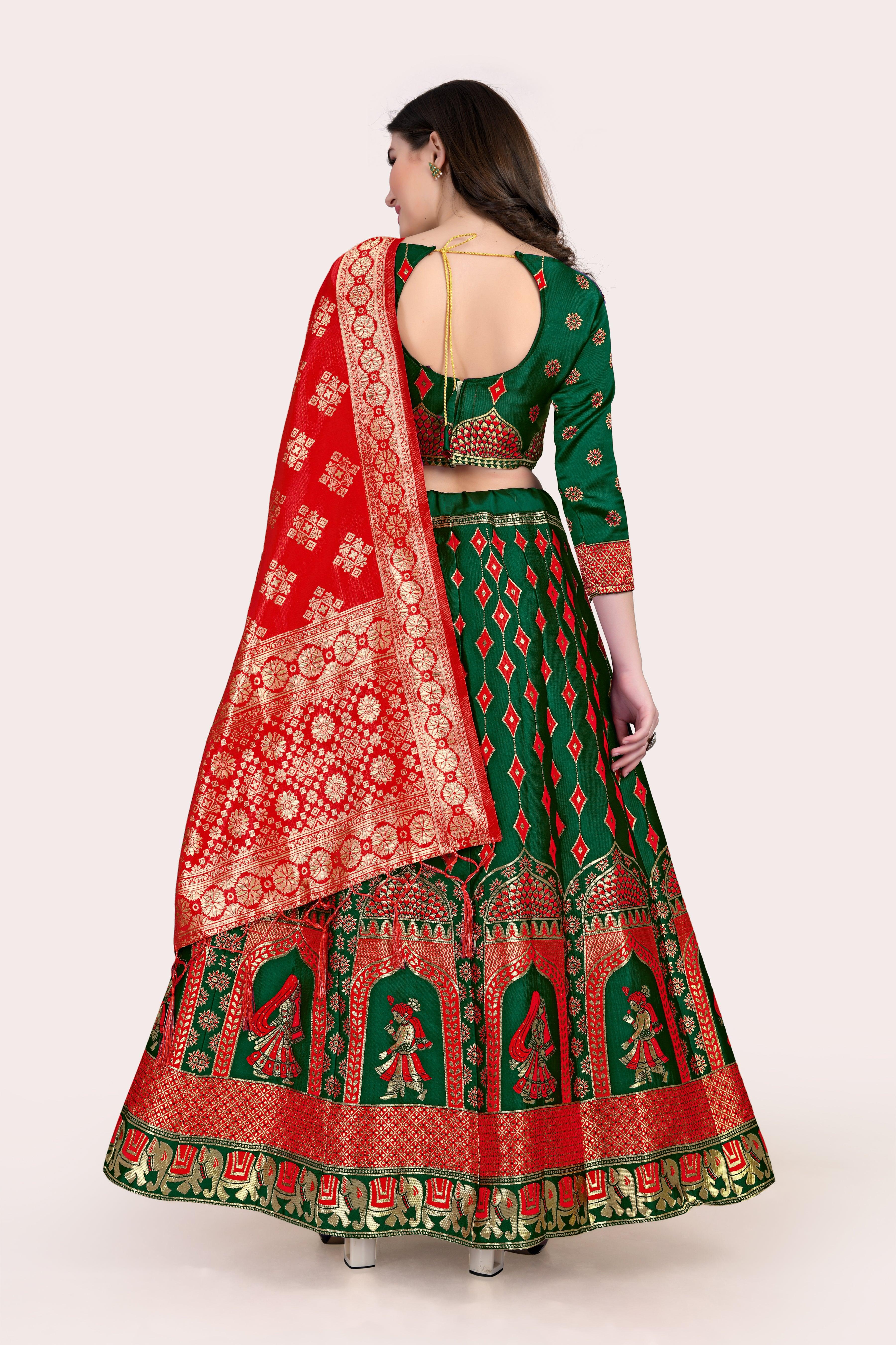 Royal Radiance: Banarasi Lehenga Choli Set with Dupatta - Decize Clothing